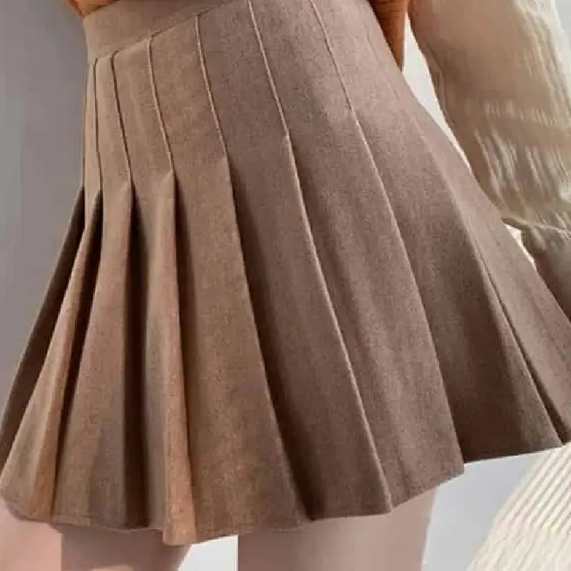 High Waist Pleated A Line Shorts Skirts