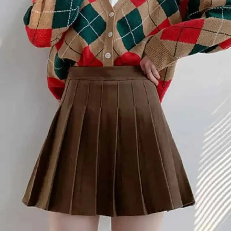 High Waist Pleated A Line Shorts Skirts