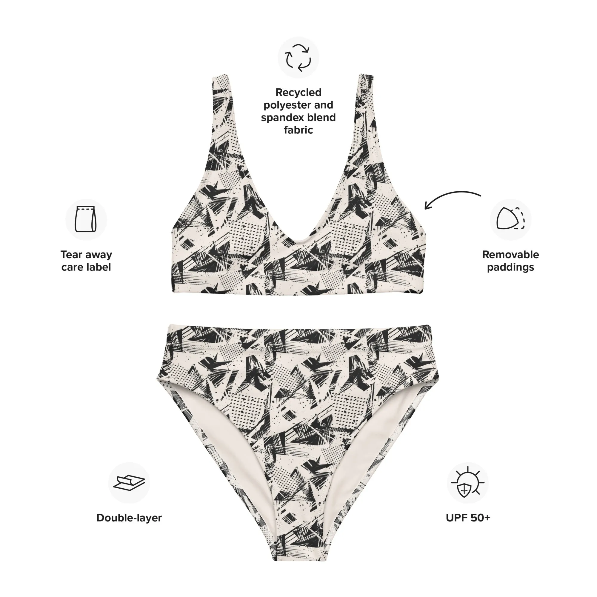 High Waisted Bikini Womens (Glamourange Luxury Bikini High Waisted - 0016 Patterns Model)