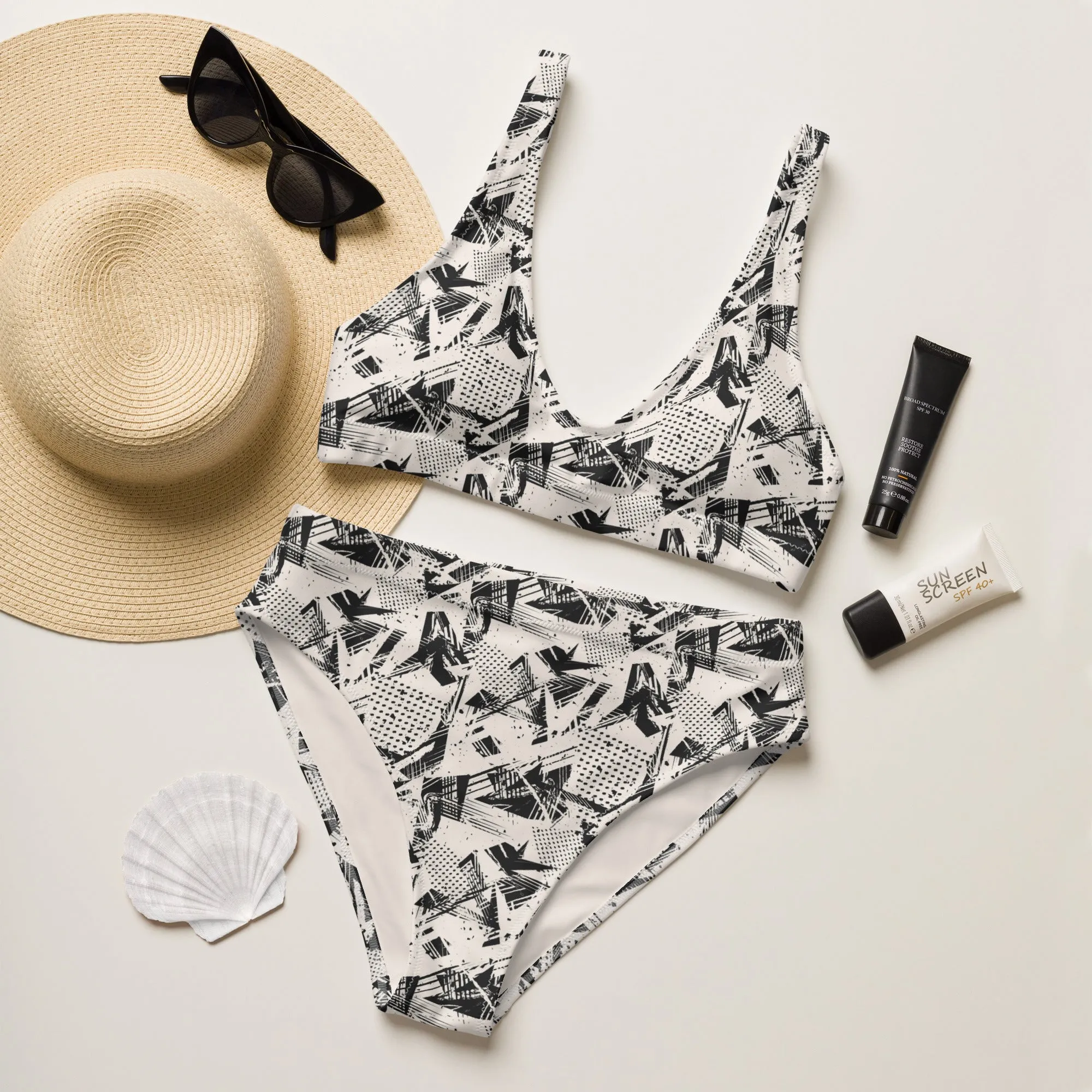 High Waisted Bikini Womens (Glamourange Luxury Bikini High Waisted - 0016 Patterns Model)