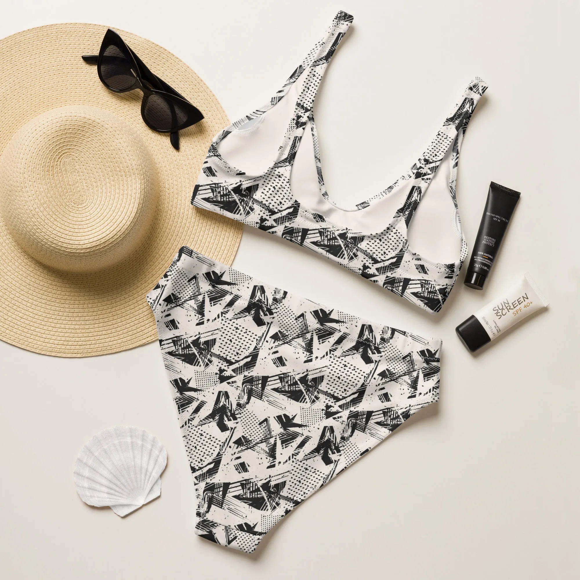 High Waisted Bikini Womens (Glamourange Luxury Bikini High Waisted - 0016 Patterns Model)
