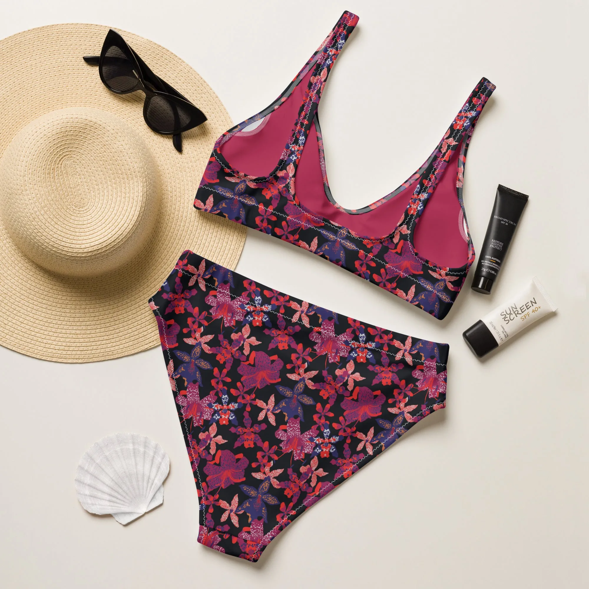 High Waisted Bikini Womens (Glamourange Luxury Bikini High Waisted - 0019 Patterns Model)