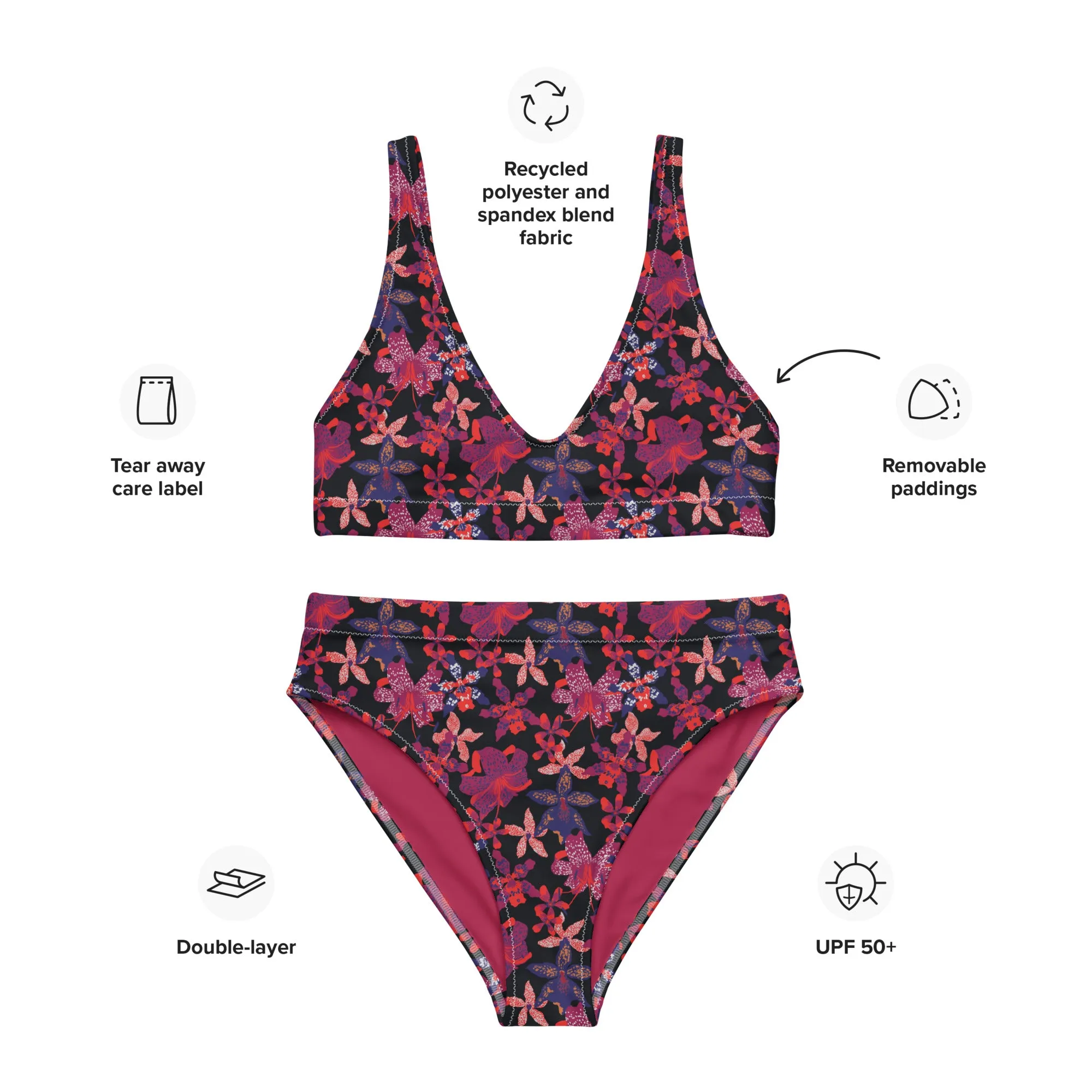 High Waisted Bikini Womens (Glamourange Luxury Bikini High Waisted - 0019 Patterns Model)