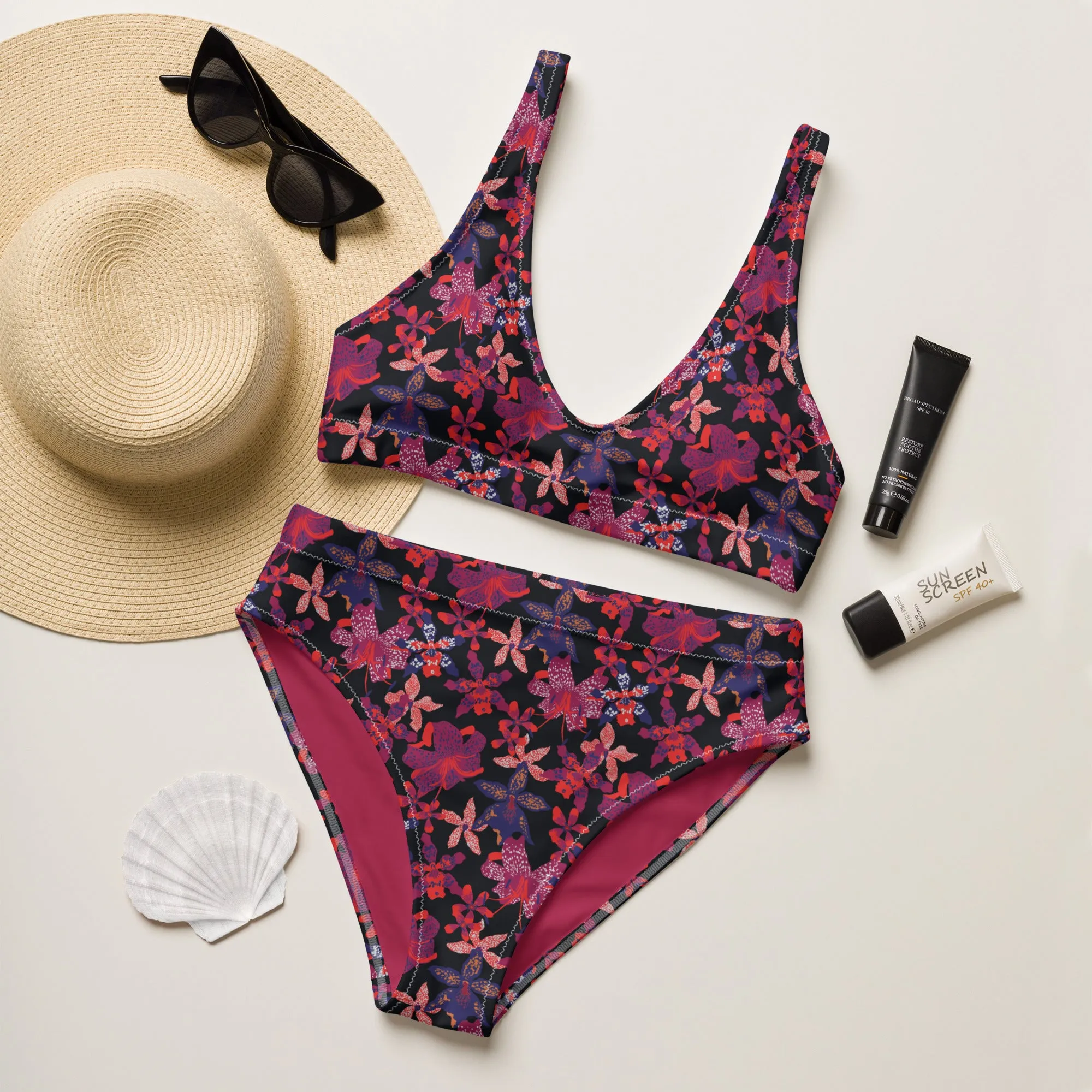 High Waisted Bikini Womens (Glamourange Luxury Bikini High Waisted - 0019 Patterns Model)