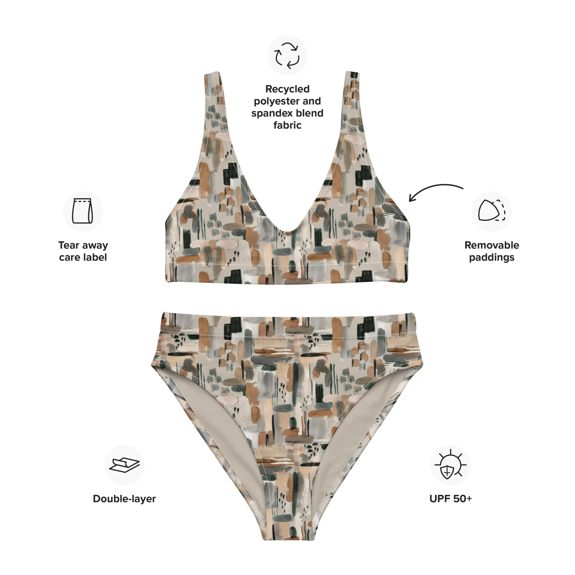 High Waisted Bikini Womens (Glamourange Luxury Bikini High Waisted - 0022 Patterns Model)