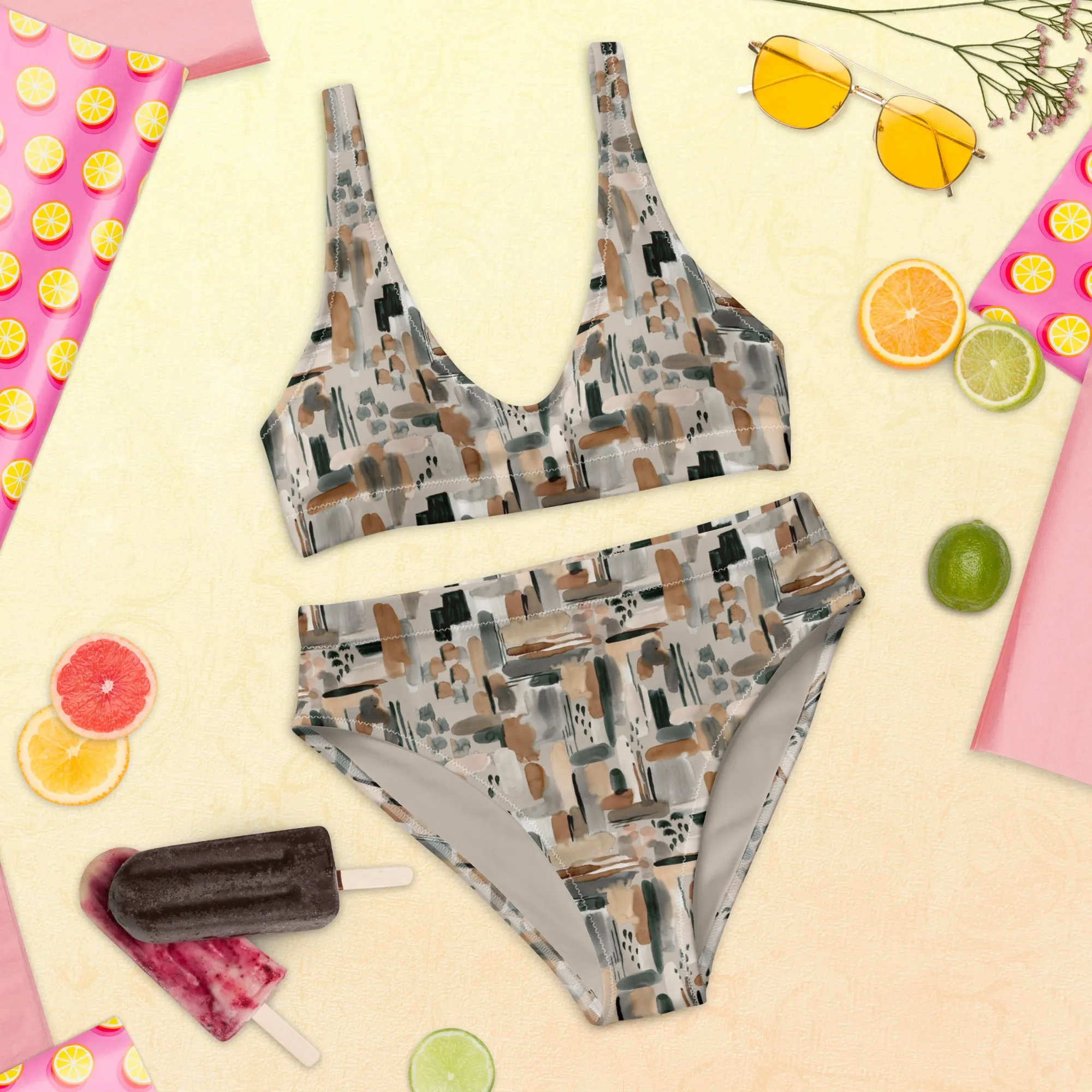 High Waisted Bikini Womens (Glamourange Luxury Bikini High Waisted - 0022 Patterns Model)