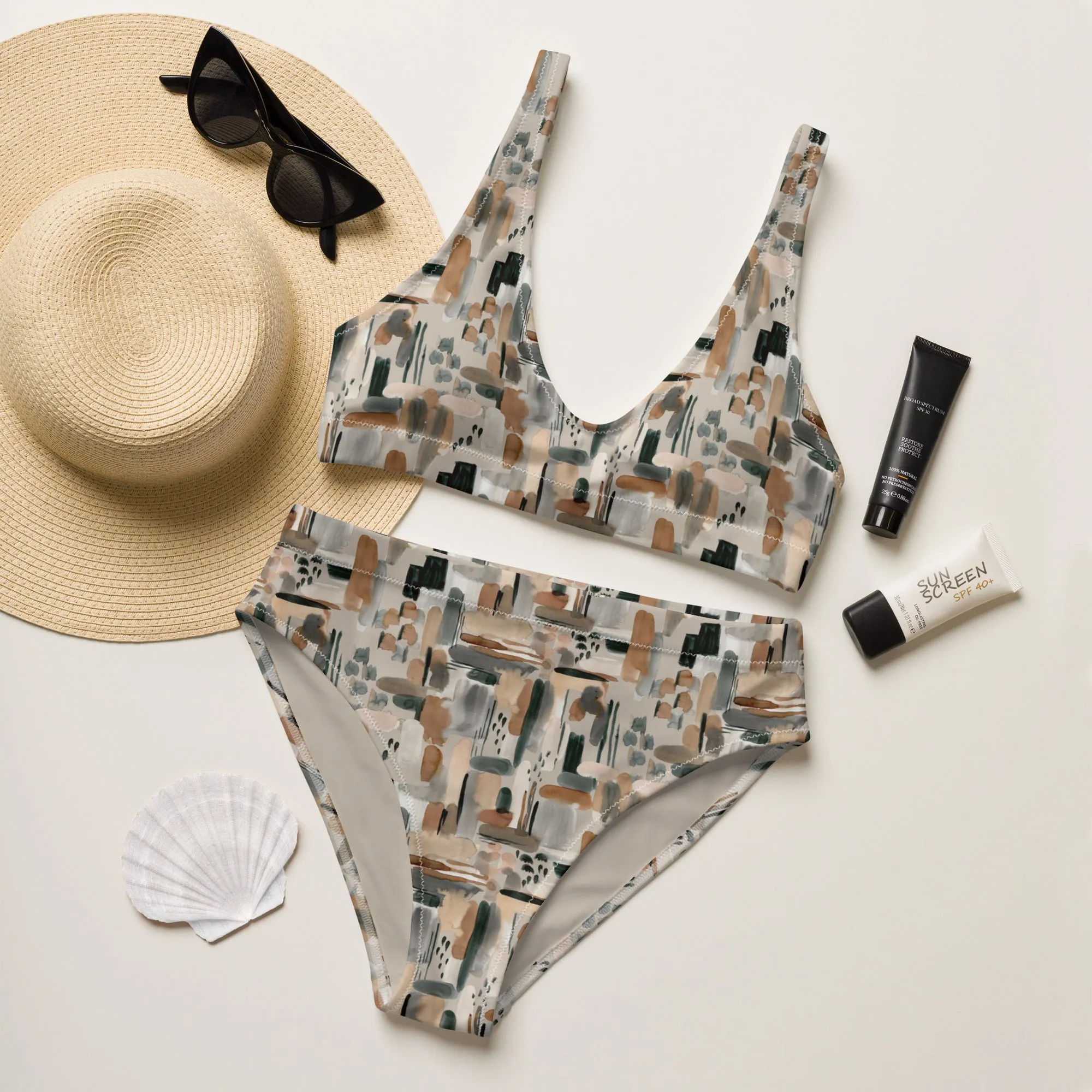 High Waisted Bikini Womens (Glamourange Luxury Bikini High Waisted - 0022 Patterns Model)