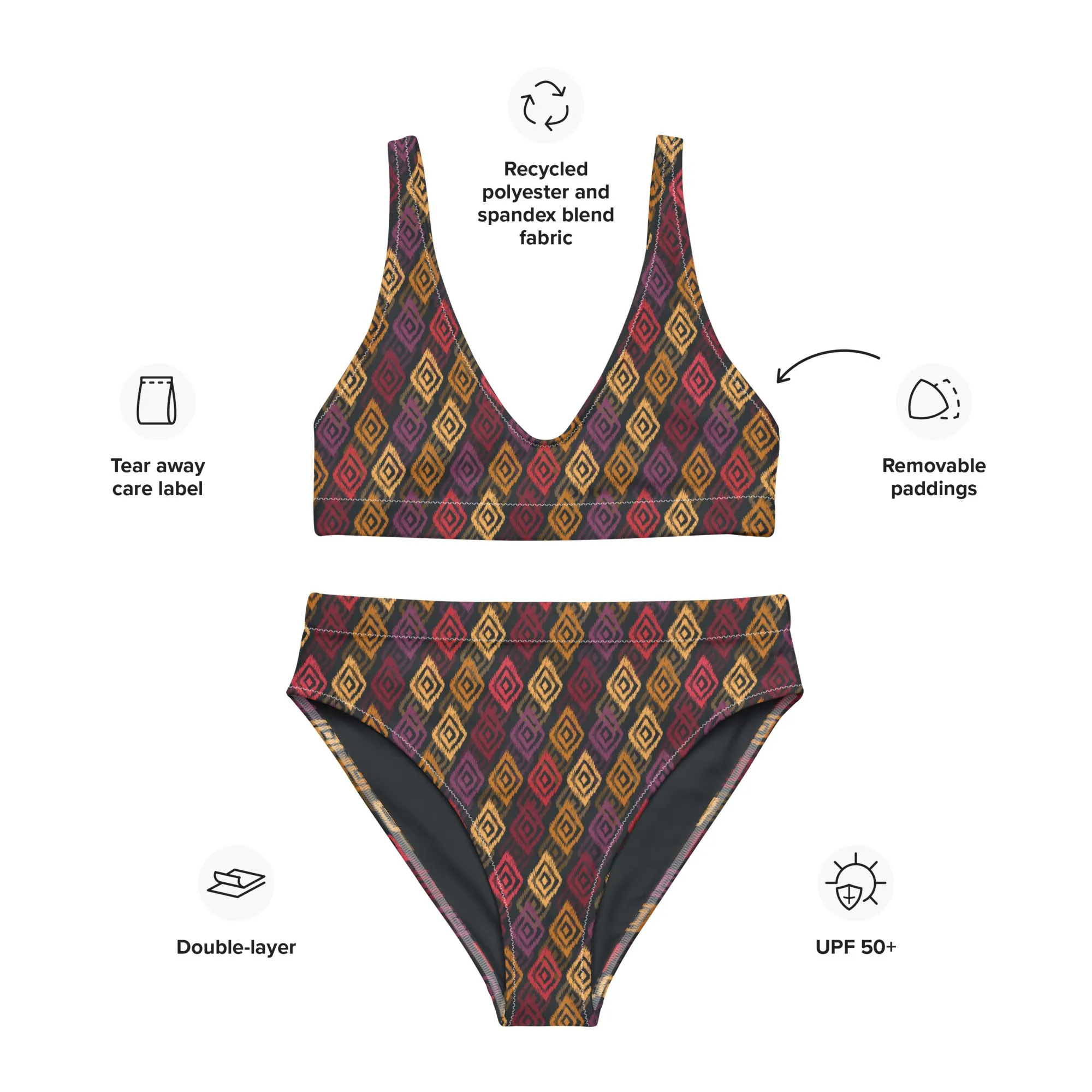 High Waisted Bikini Womens (Glamourange Luxury Bikini High Waisted - 0024 Patterns Model)