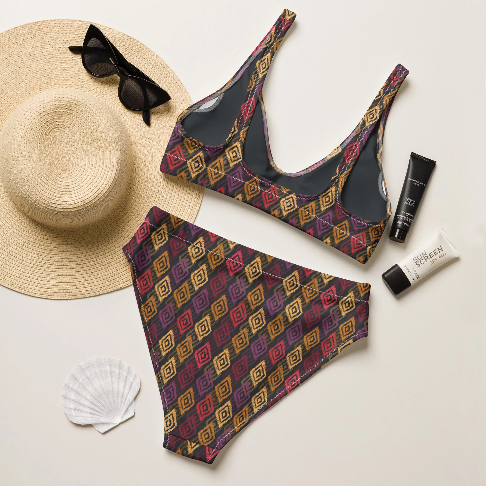 High Waisted Bikini Womens (Glamourange Luxury Bikini High Waisted - 0024 Patterns Model)