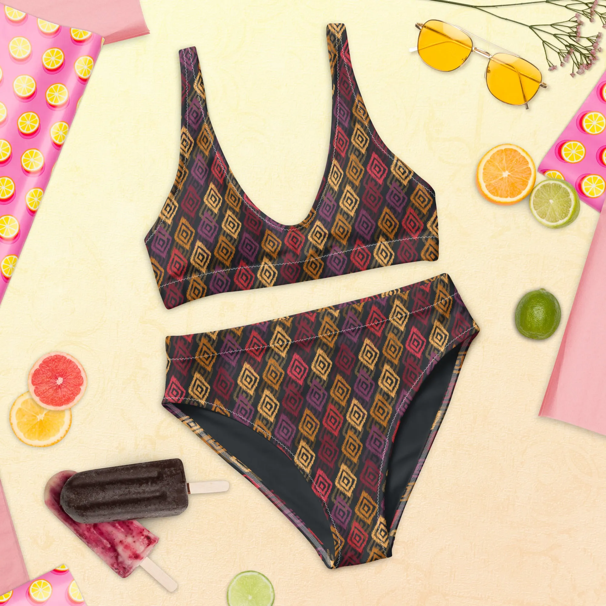 High Waisted Bikini Womens (Glamourange Luxury Bikini High Waisted - 0024 Patterns Model)