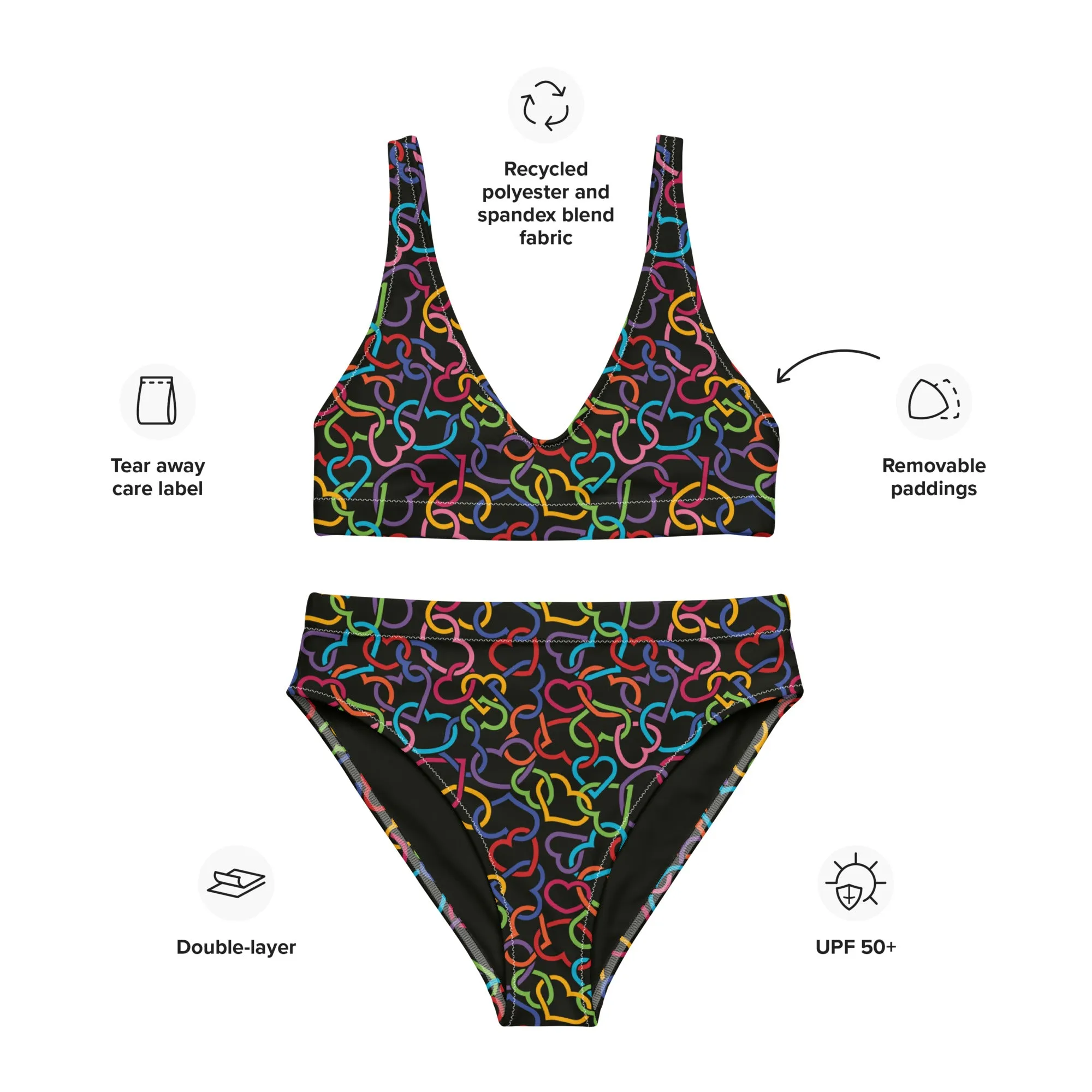 High Waisted Bikini Womens (Glamourange Luxury Bikini High Waisted - 0034 Patterns Model)