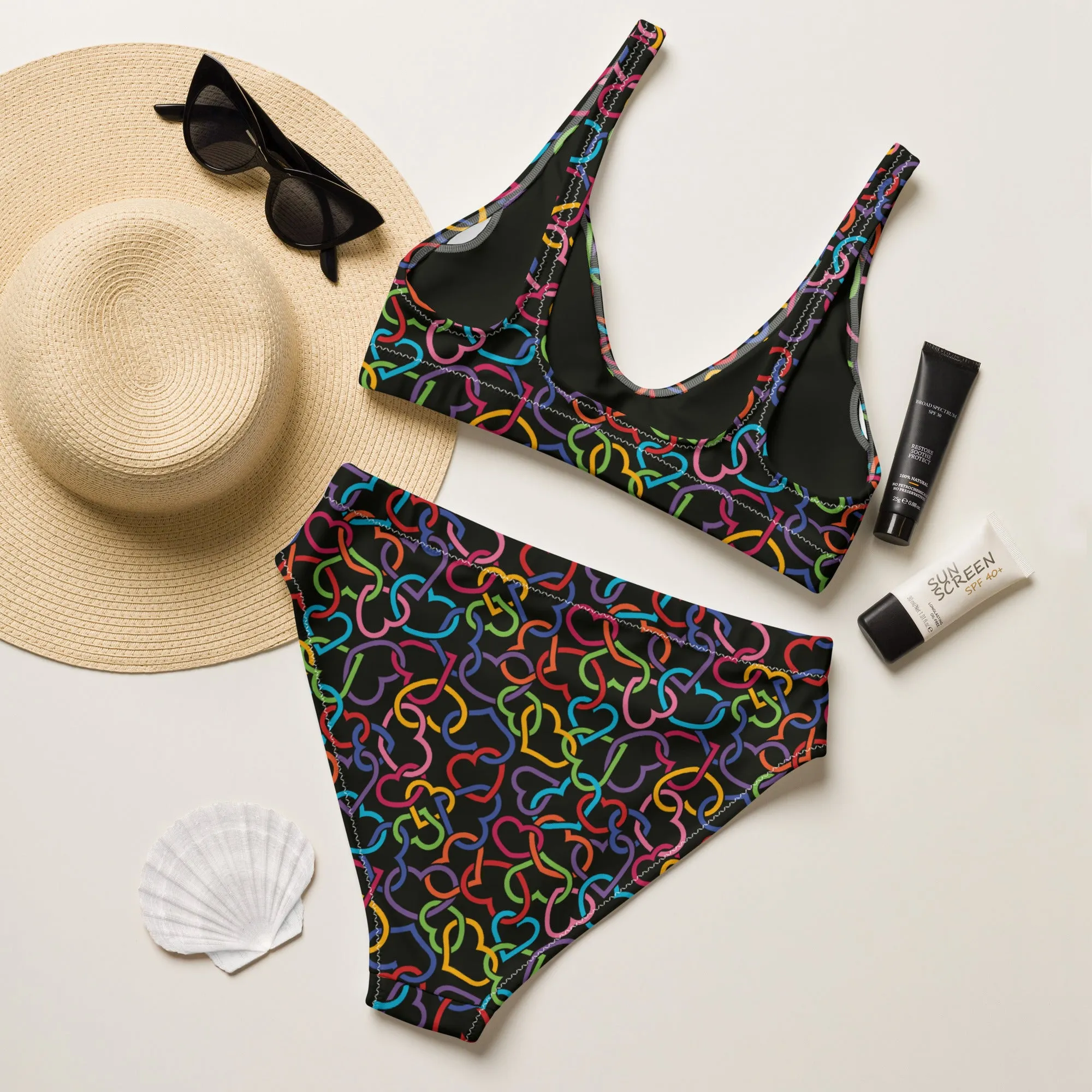 High Waisted Bikini Womens (Glamourange Luxury Bikini High Waisted - 0034 Patterns Model)