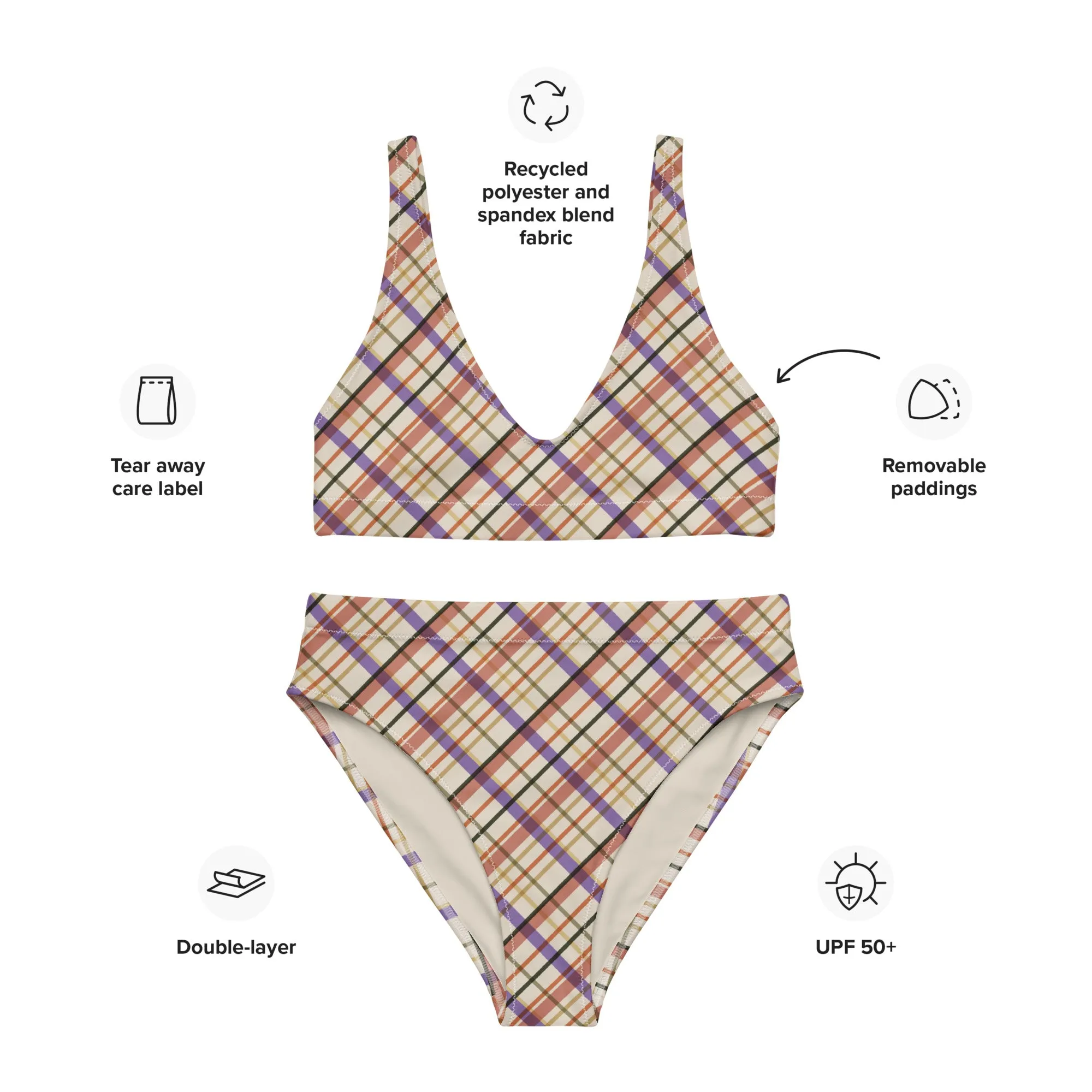 High Waisted Bikini Womens (Glamourange Luxury Bikini High Waisted - 0043 Patterns Model)