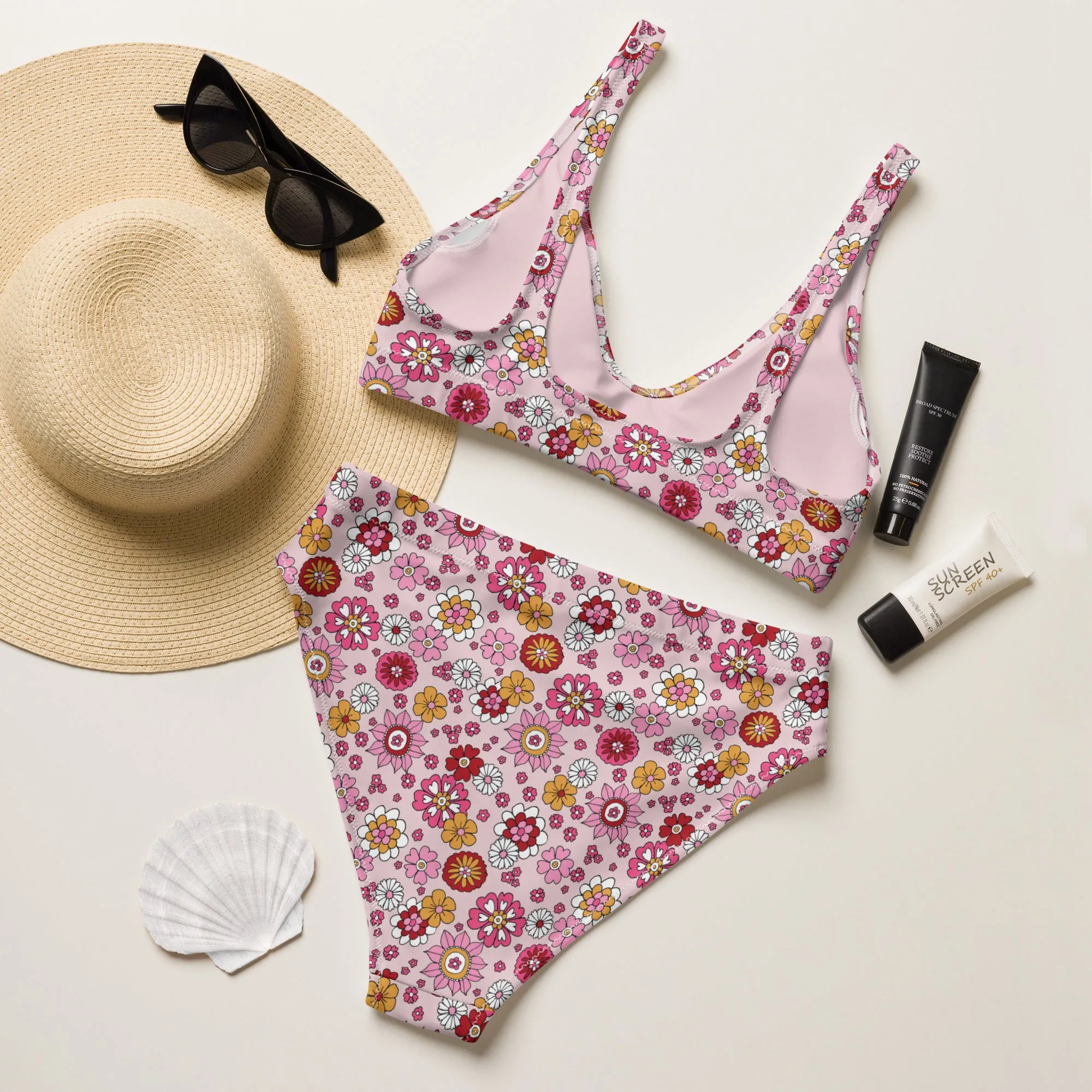 High Waisted Bikini Womens (Glamourange Luxury Bikini High Waisted - 006 Patterns Model)