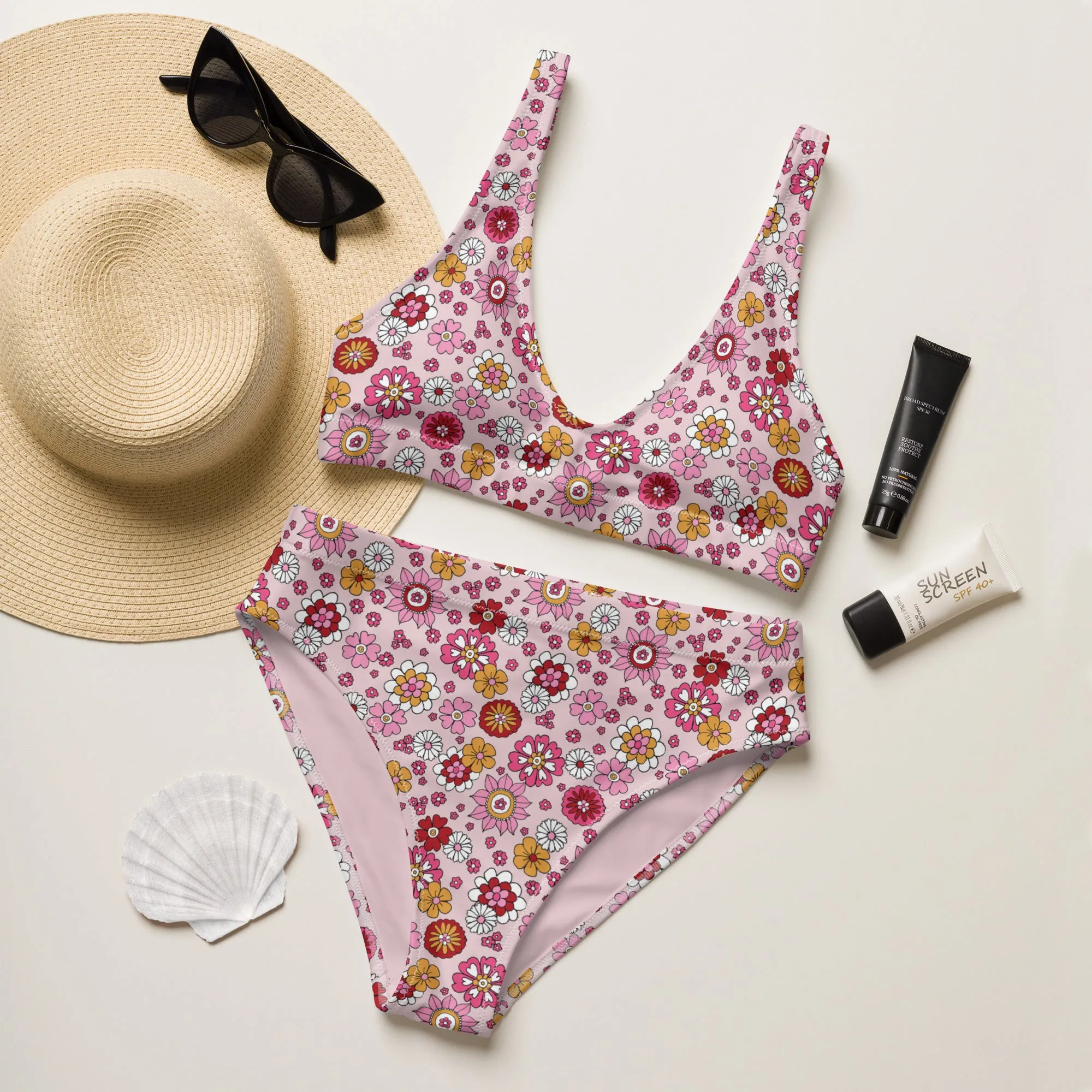 High Waisted Bikini Womens (Glamourange Luxury Bikini High Waisted - 006 Patterns Model)