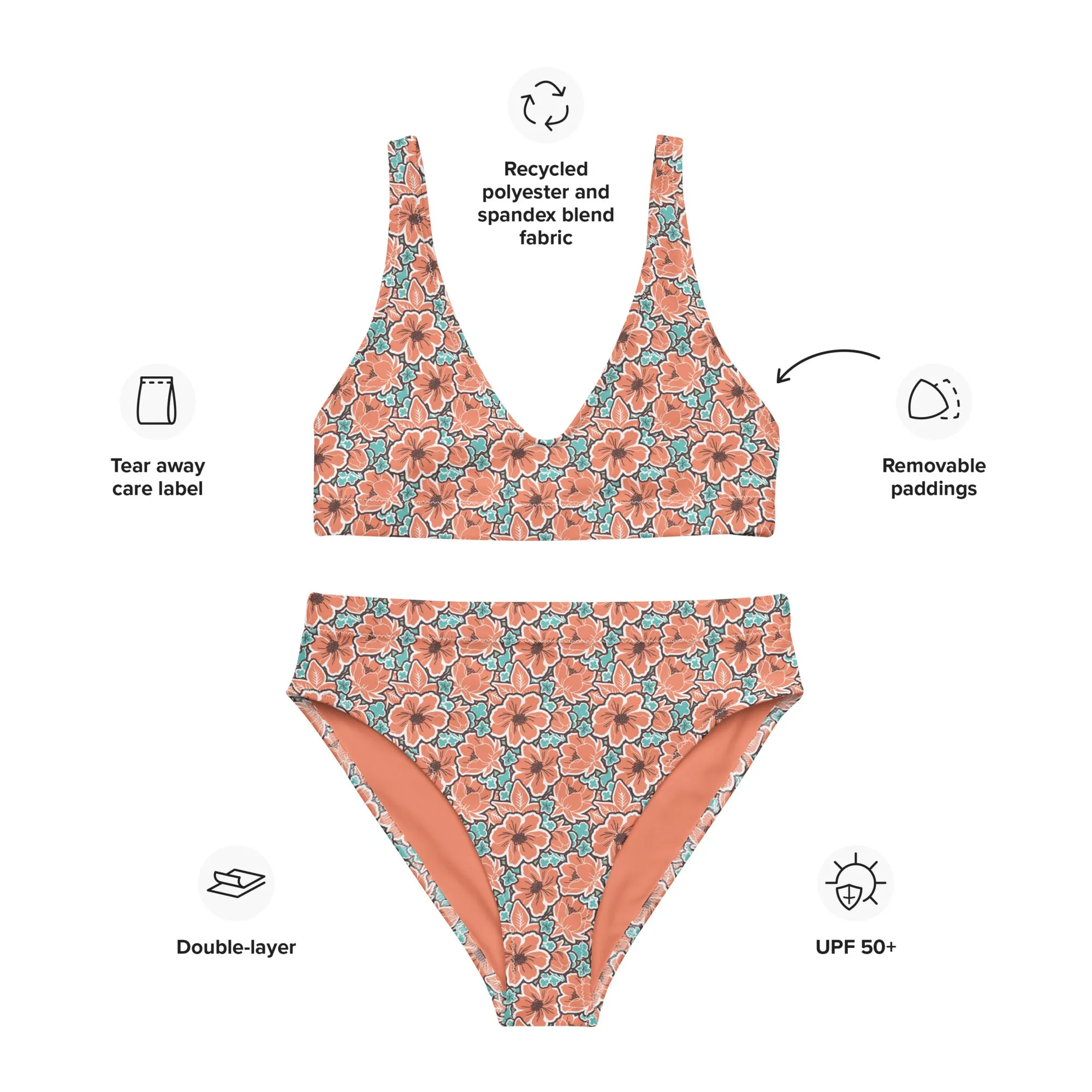 High Waisted Bikini Womens (Glamourange Luxury Bikini High Waisted - 0070 Patterns Model)