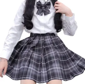 High Waisted Purple Plaid Pleated Mini Skirt