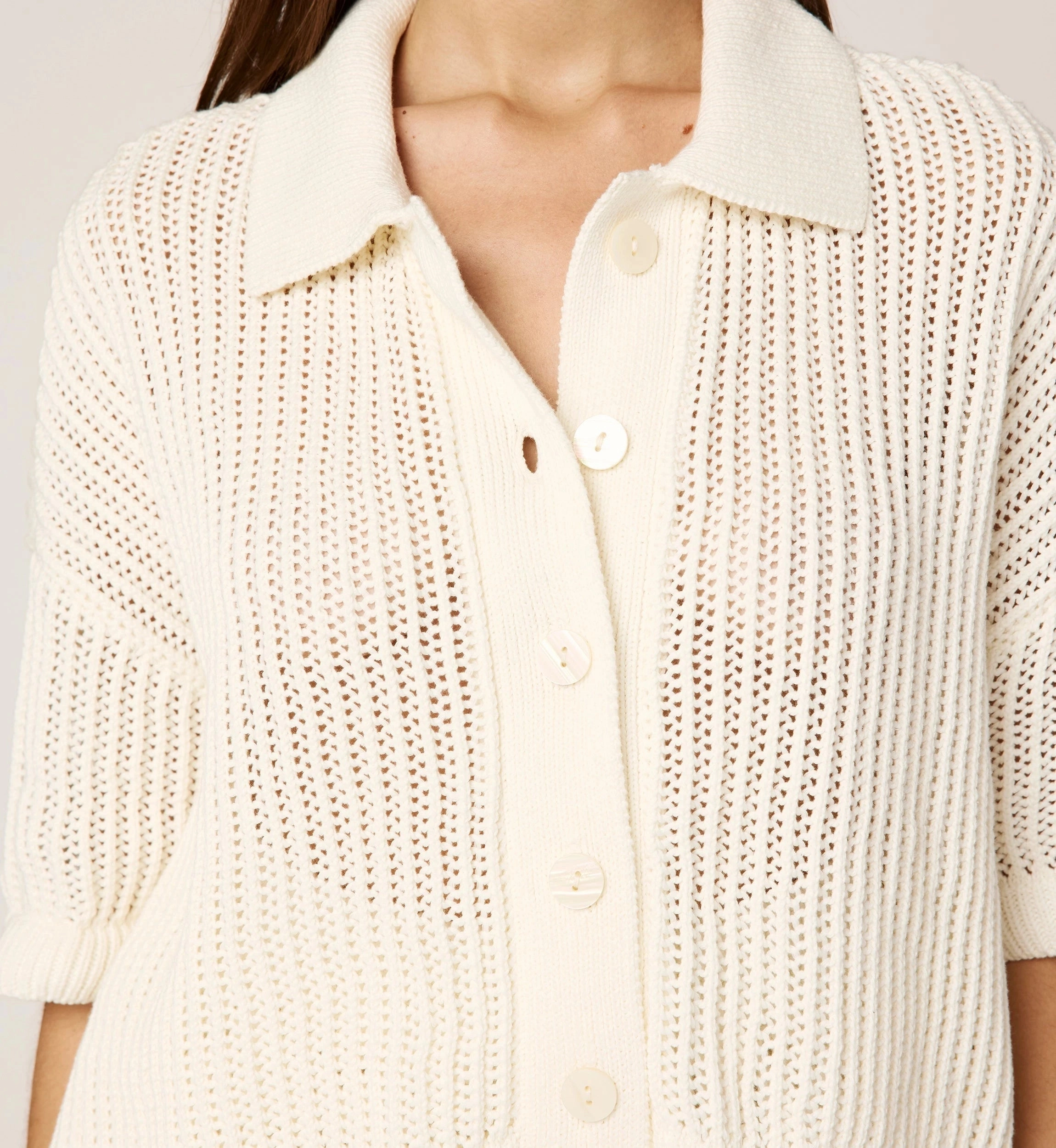 StretchKnit Peri Crochet Top | Ivory