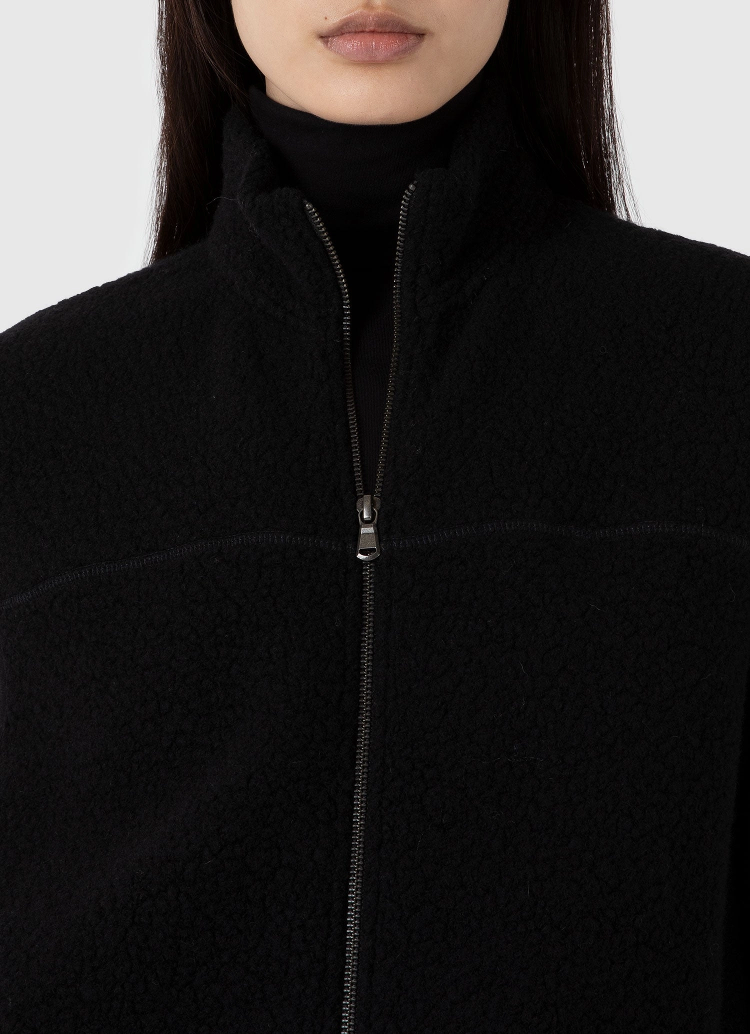 Women's Wool Fleece Gilet in Black NoiseFreeMaterial