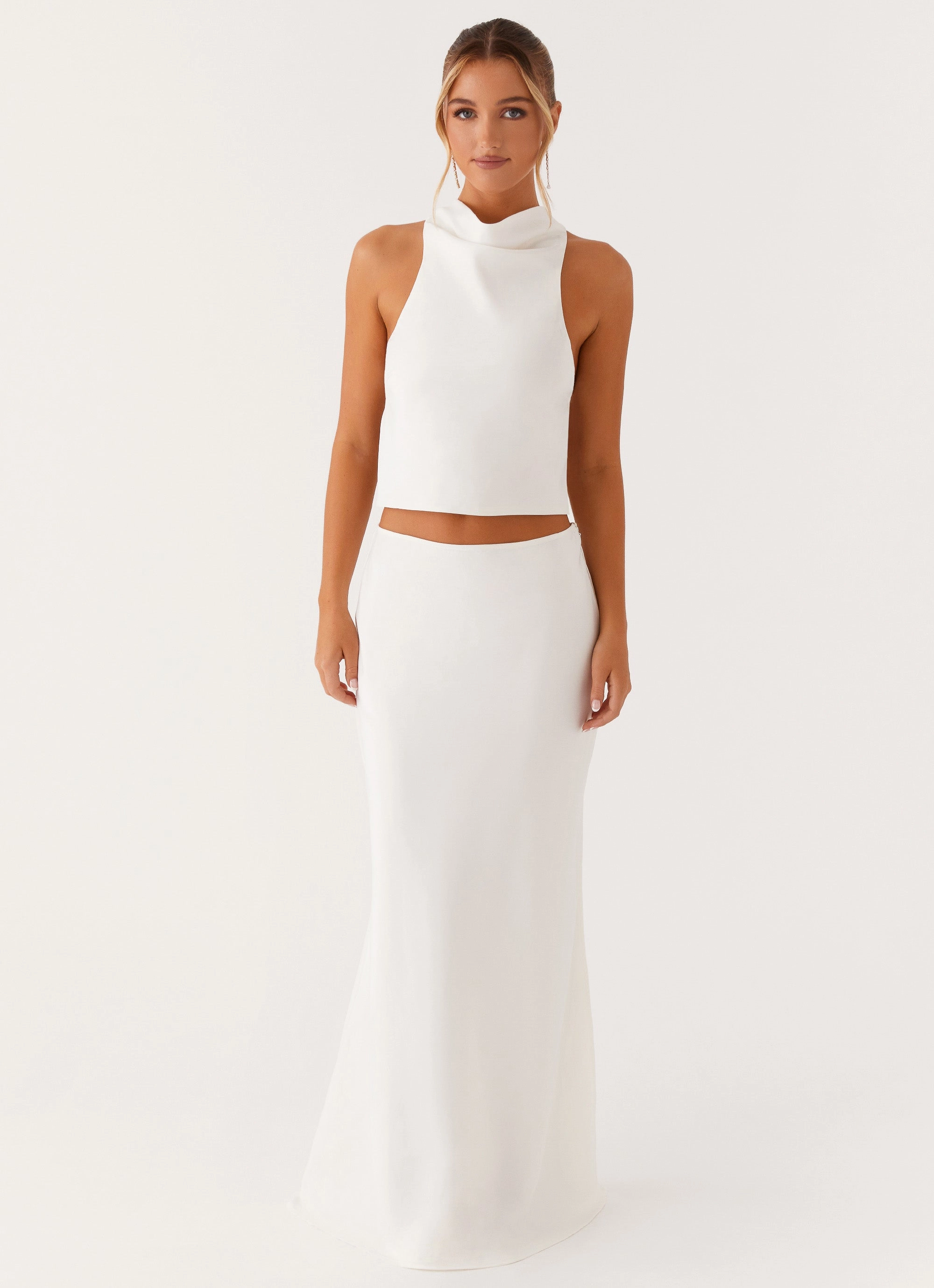 Torsion control Mina Satin Maxi Skirt - White