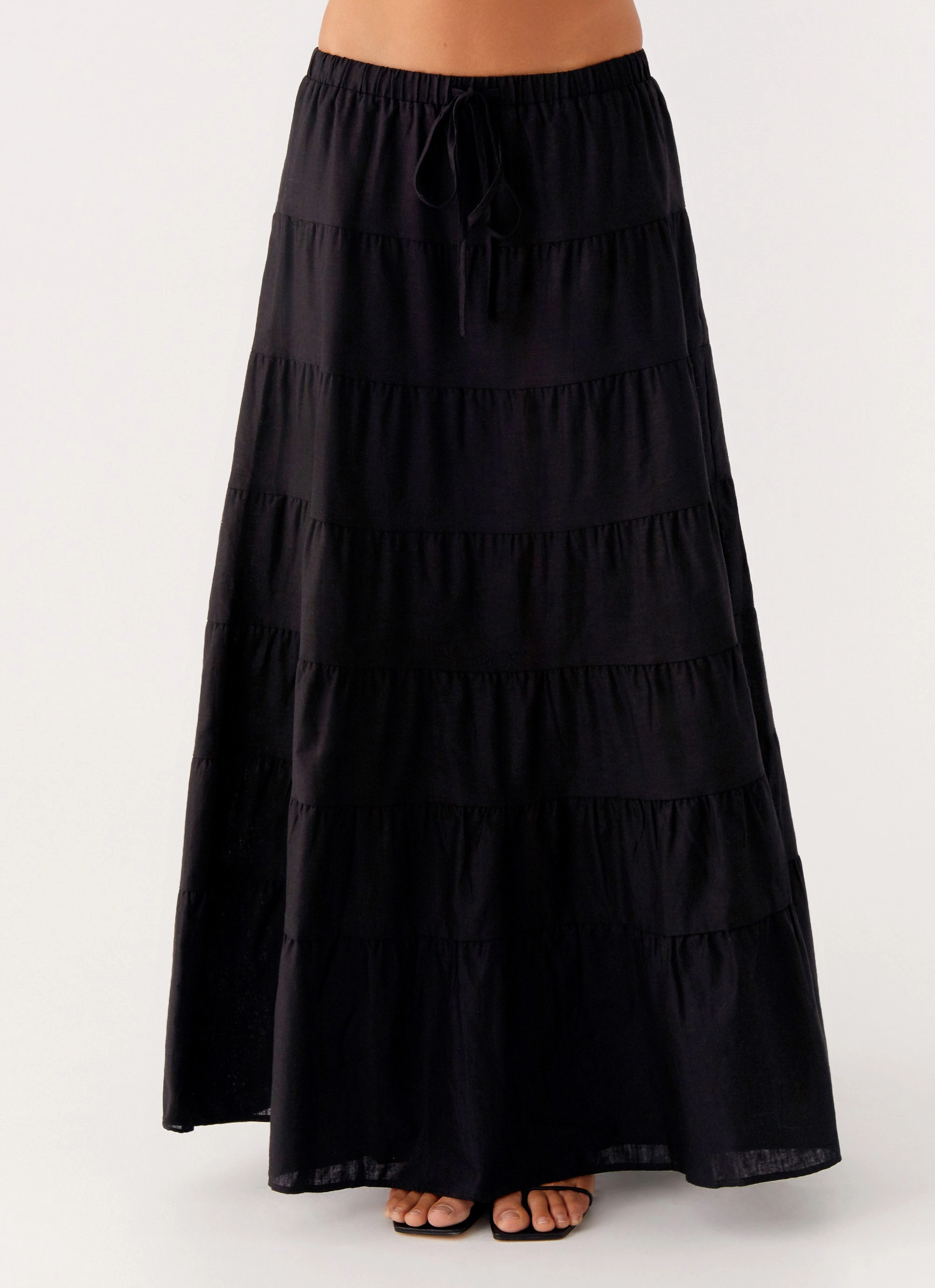 Mariella Linen Maxi Skirt - Black Moisture Wicking Technology