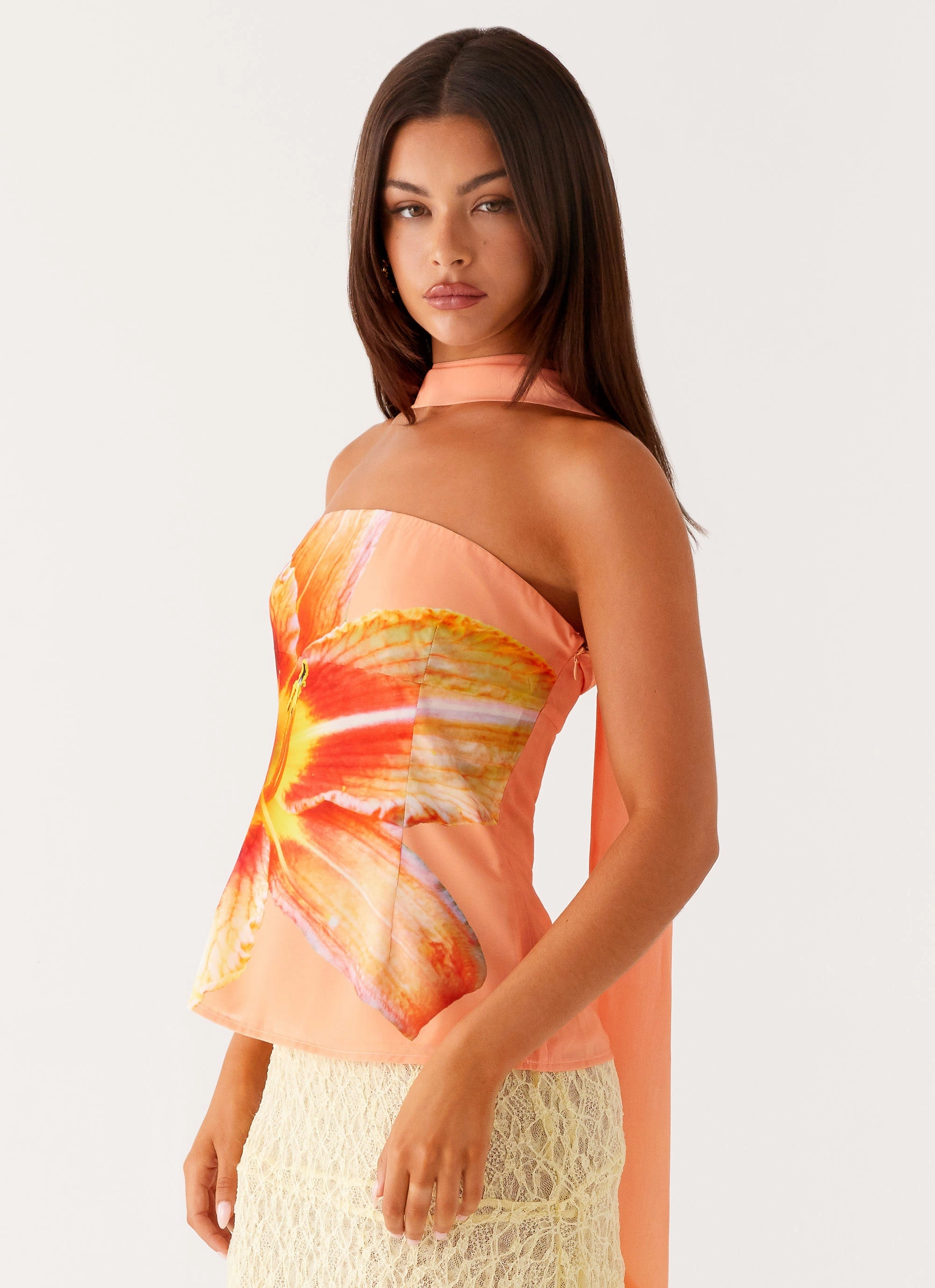 Blaise Scarf Top - Orange Floral FeatherlightConstruction