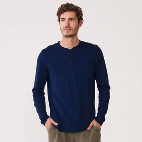 HighDensity Weave Long Sleeve Henley OdorResistant Long Sleeve Henley