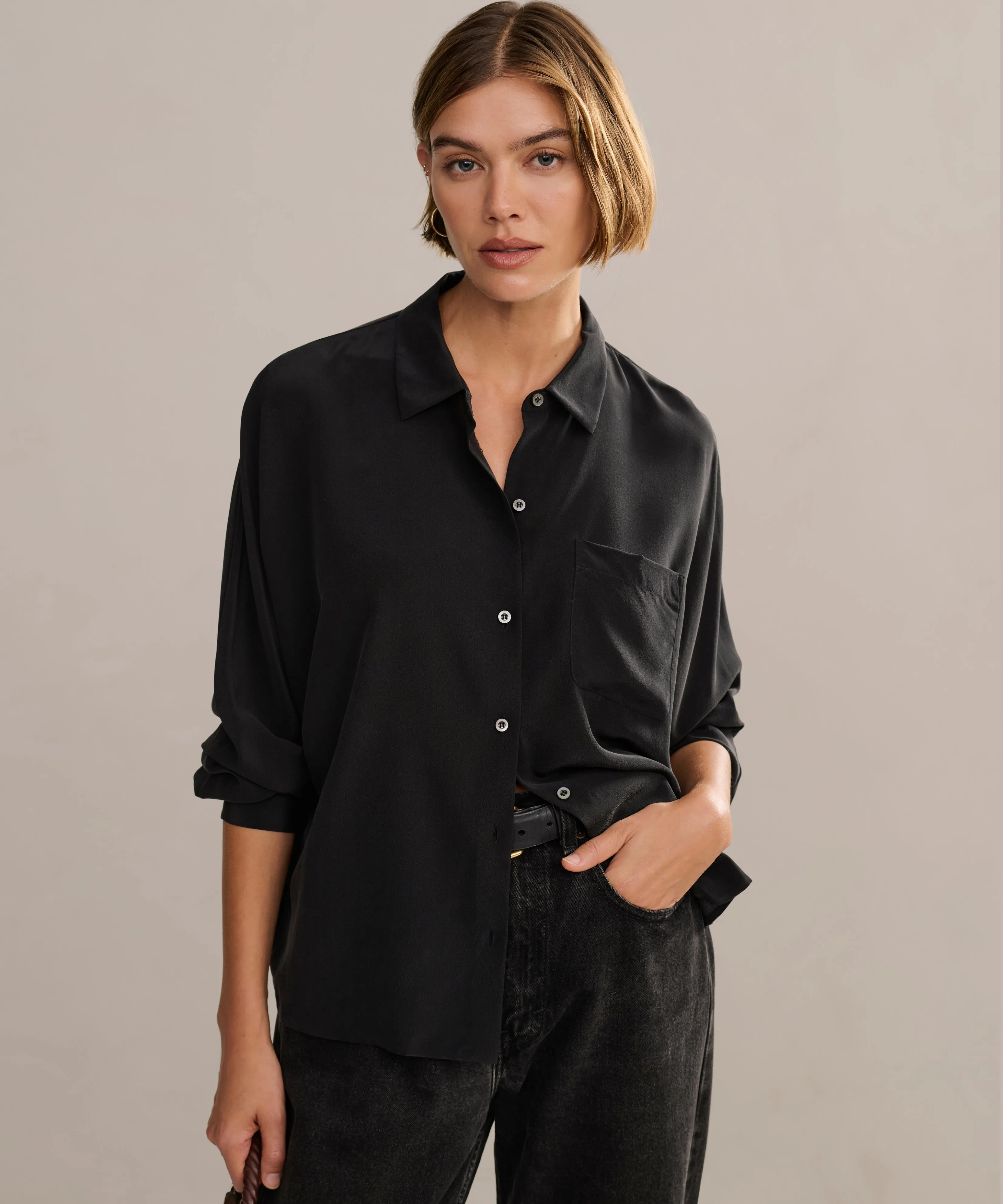 AllDay Comfort Design Wrinkle Free Weave Silk Sloane Shirt
