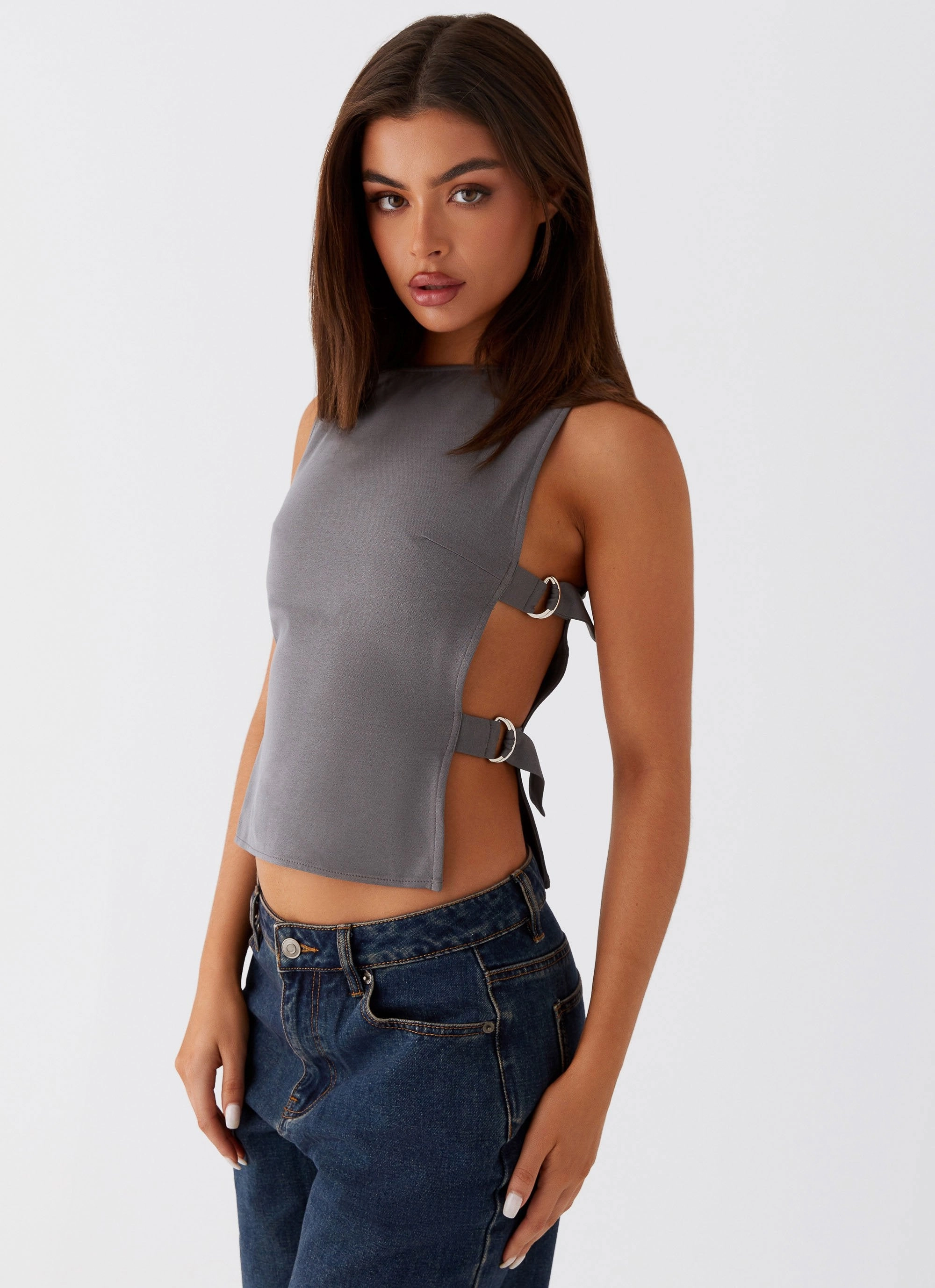 Cherish You Buckle Top - Charcoal Moisture Control Lining