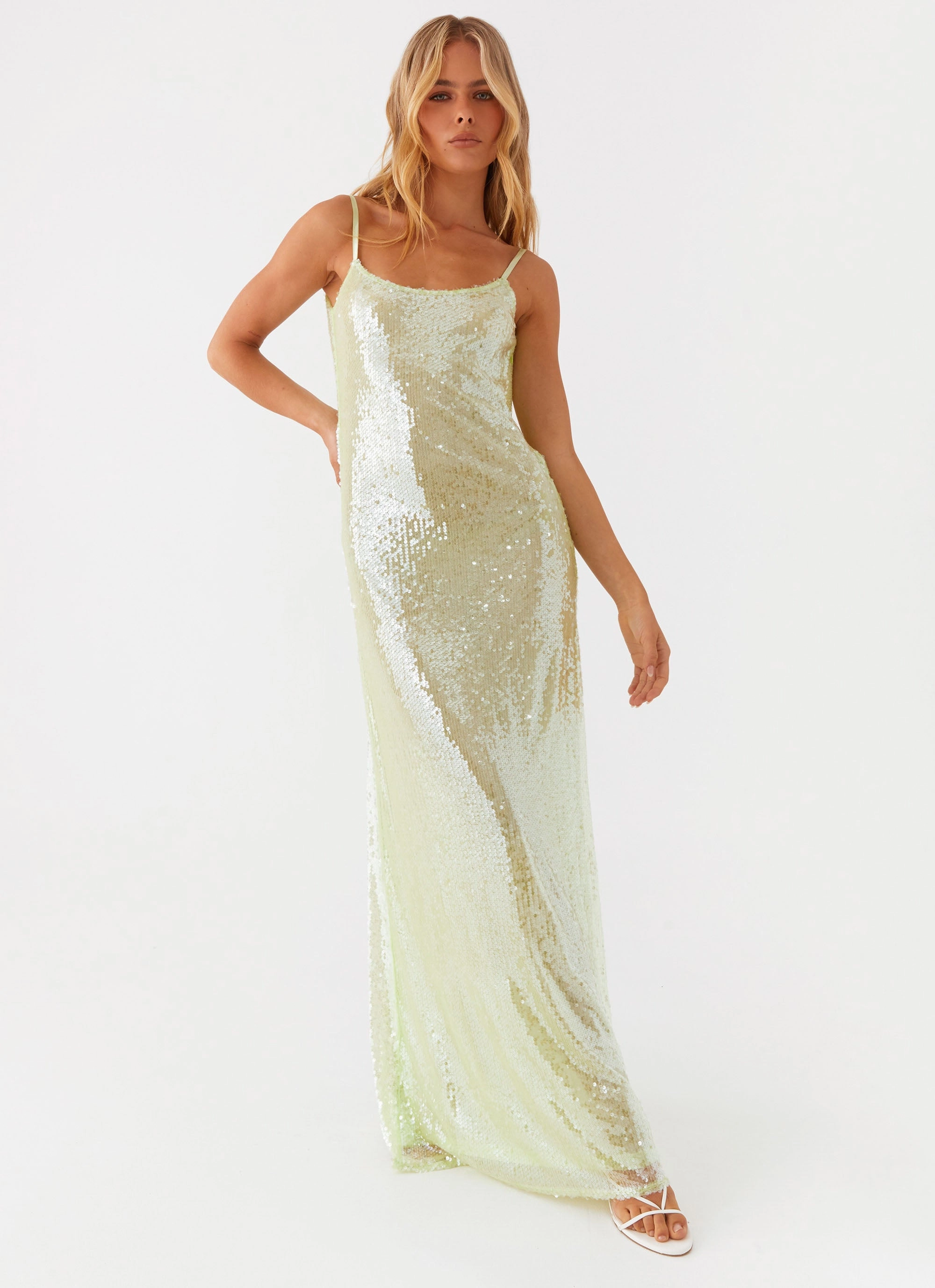 Lounge Mode Higher Level Sequin Maxi Dress - Mint