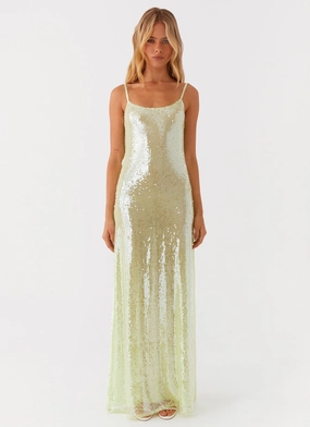 Higher Level Sequin Maxi Dress - Mint Formal Look Tailored-fit Higher Level Sequin Maxi Dress - Mint