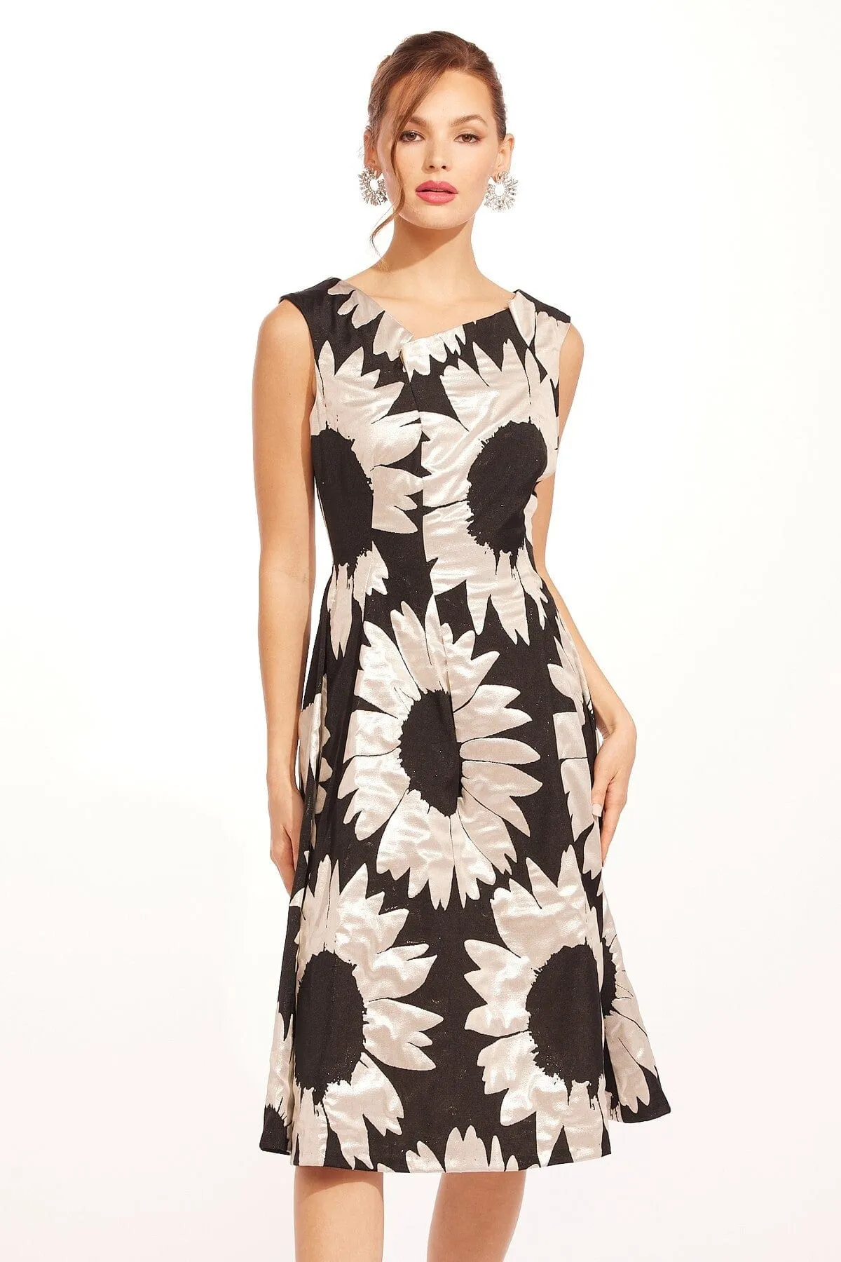 Hiroki Dress - Silver Bloom Convertible-Style Piped-Edge