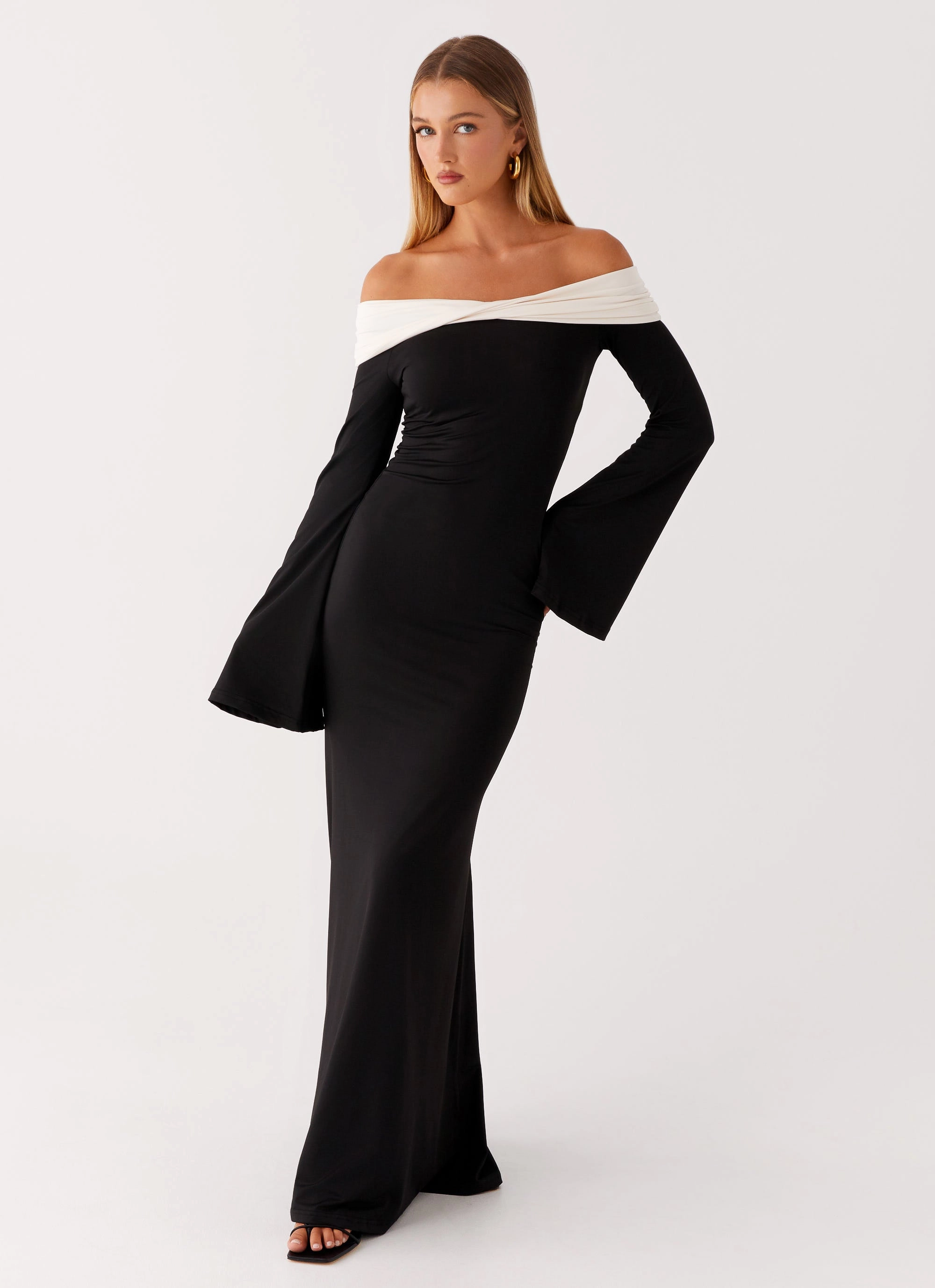 Hits Different Long Sleeve Maxi Dress - Black Formal Occasion Stylish Line