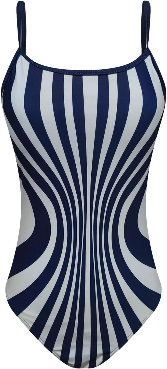 hlysgo Womens Swimsuits One Piece Tummy Control Bathing Suit High Cut Swim Suits Adjustable Spaghetti Straps Modest Swimwear