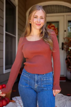 Holding On To Faith Ribbed Top-Rust TearResistantWeave SoftFeel Fabric OdorResistantTreatment Holding On To Faith Ribbed Top-Rust