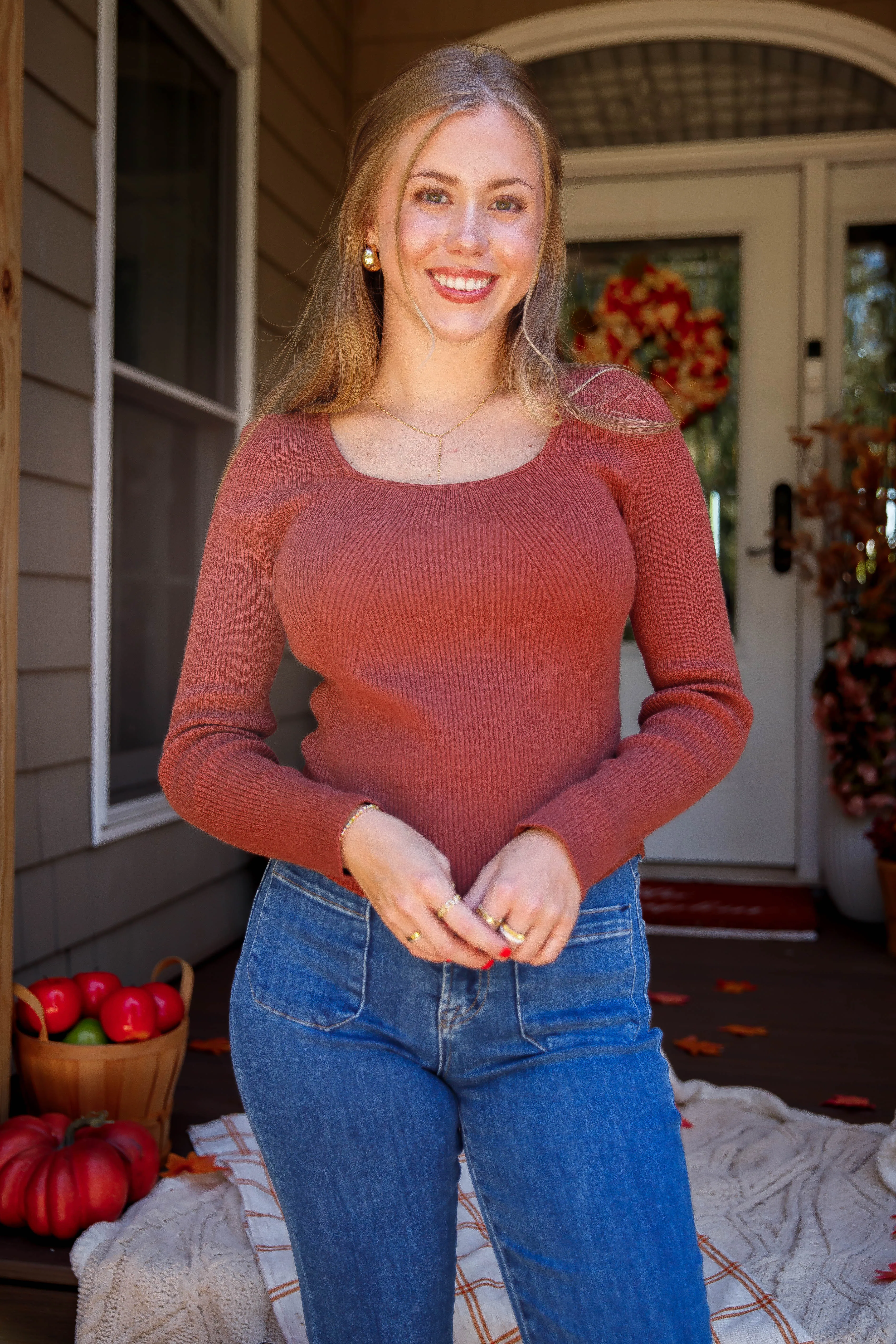 Lightweight Fabric QuickDry Holding On To Faith Ribbed Top-Rust
