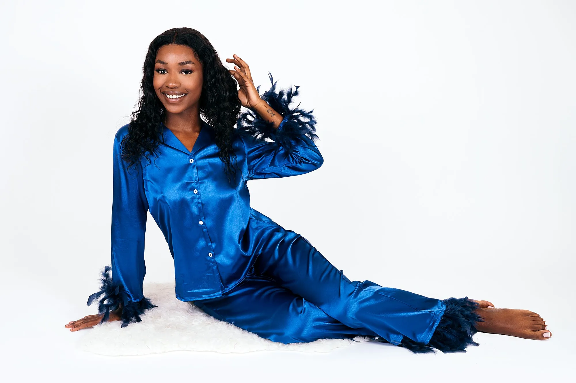 Holiday Satin Pajama with Feathers for Women - Alfresco Vinyl