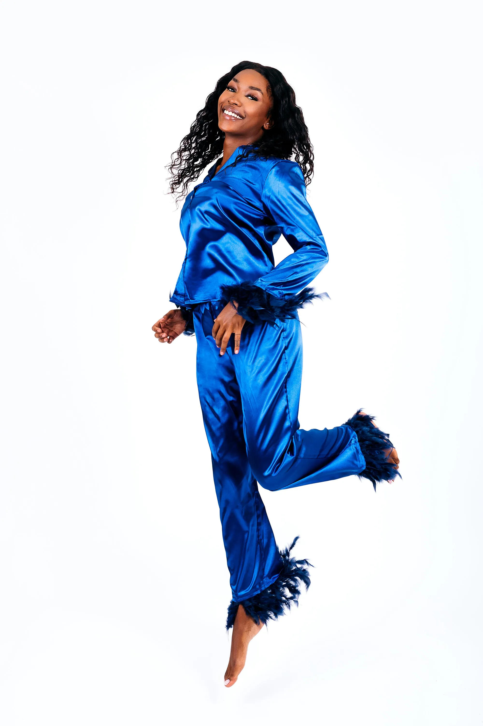 Holiday Satin Pajama with Feathers for Women - Alfresco Vinyl