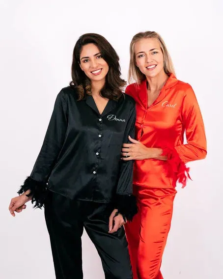 Holiday Satin Pajama with Feathers for Women - Alfresco Vinyl