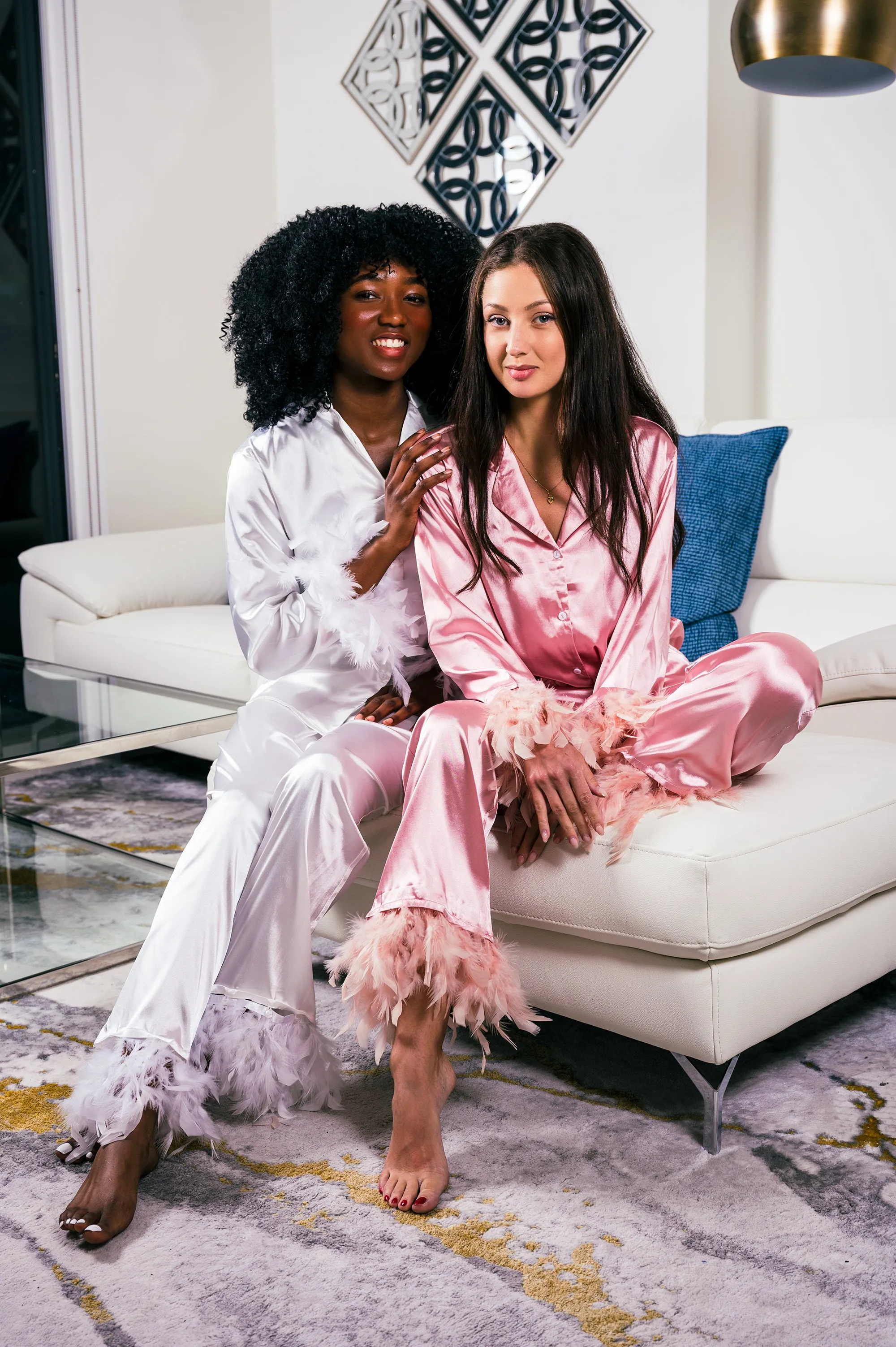 Holiday Satin Pajama with Feathers for Women - Alfresco Vinyl