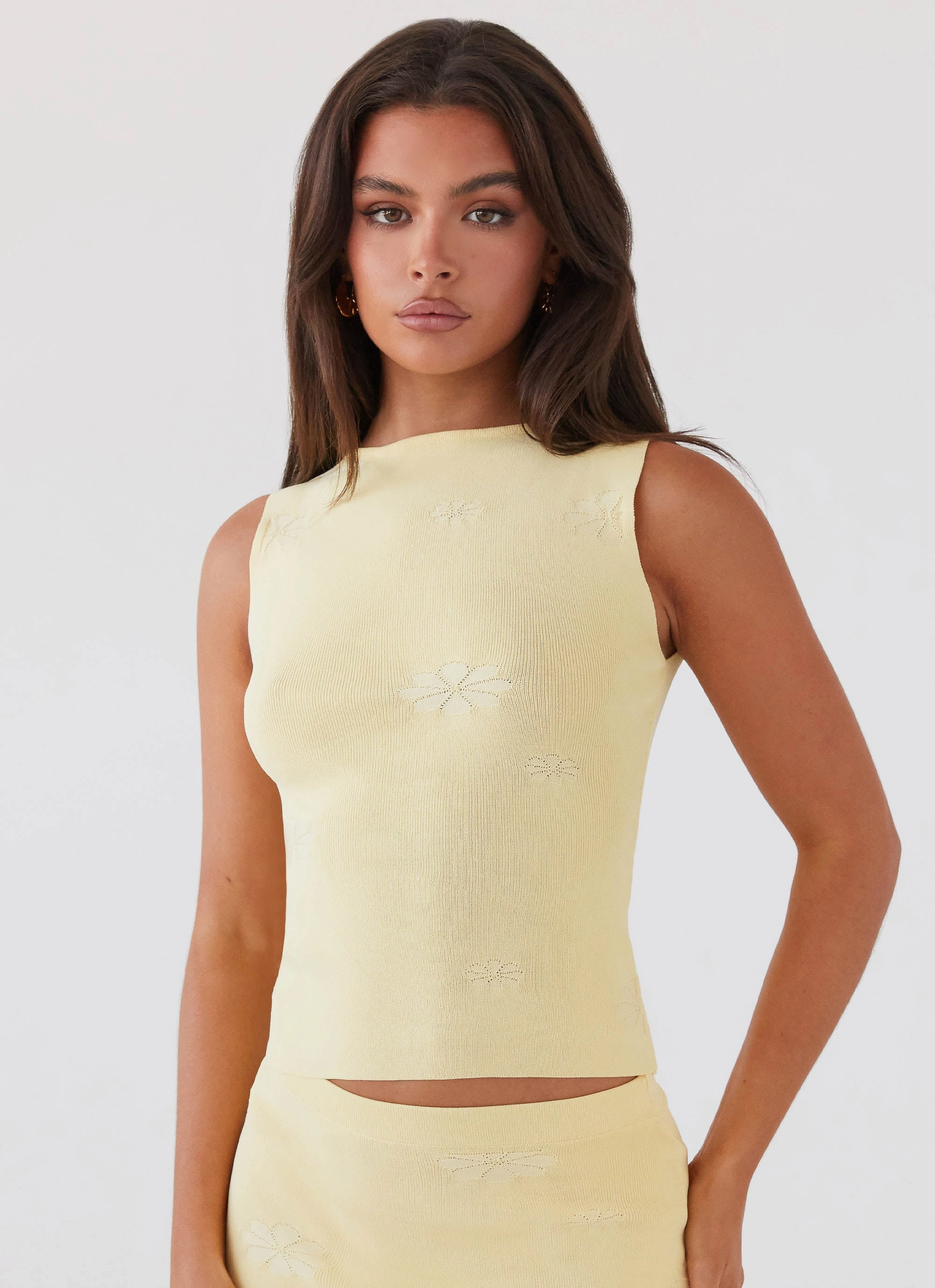 Relaxed Hoodie BuiltInLayer Holly Knit Tank - Lemon