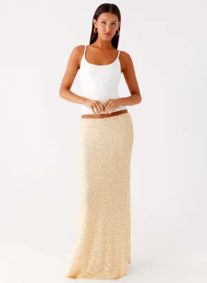 Honestly Sequin Maxi Skirt - Yellow Cozy Material Honestly Sequin Maxi Skirt - Yellow Water Resistant Finish Day To Night