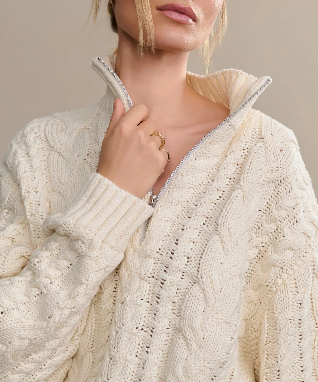 Cotton Cable Half Zip Fun Design