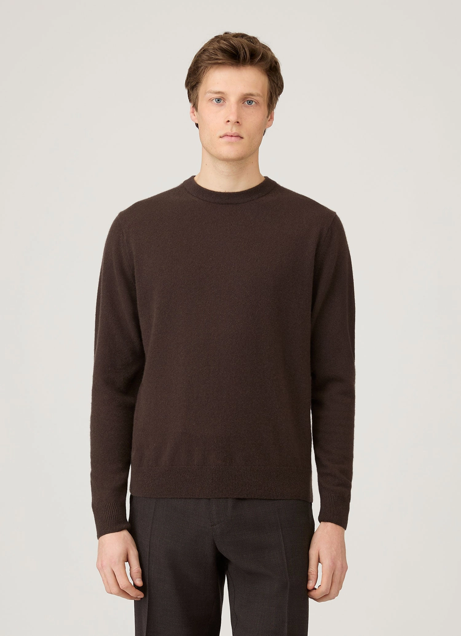 Timeless Pick Under Cover Men's Cashmere Crew Neck Jumper in Truffle