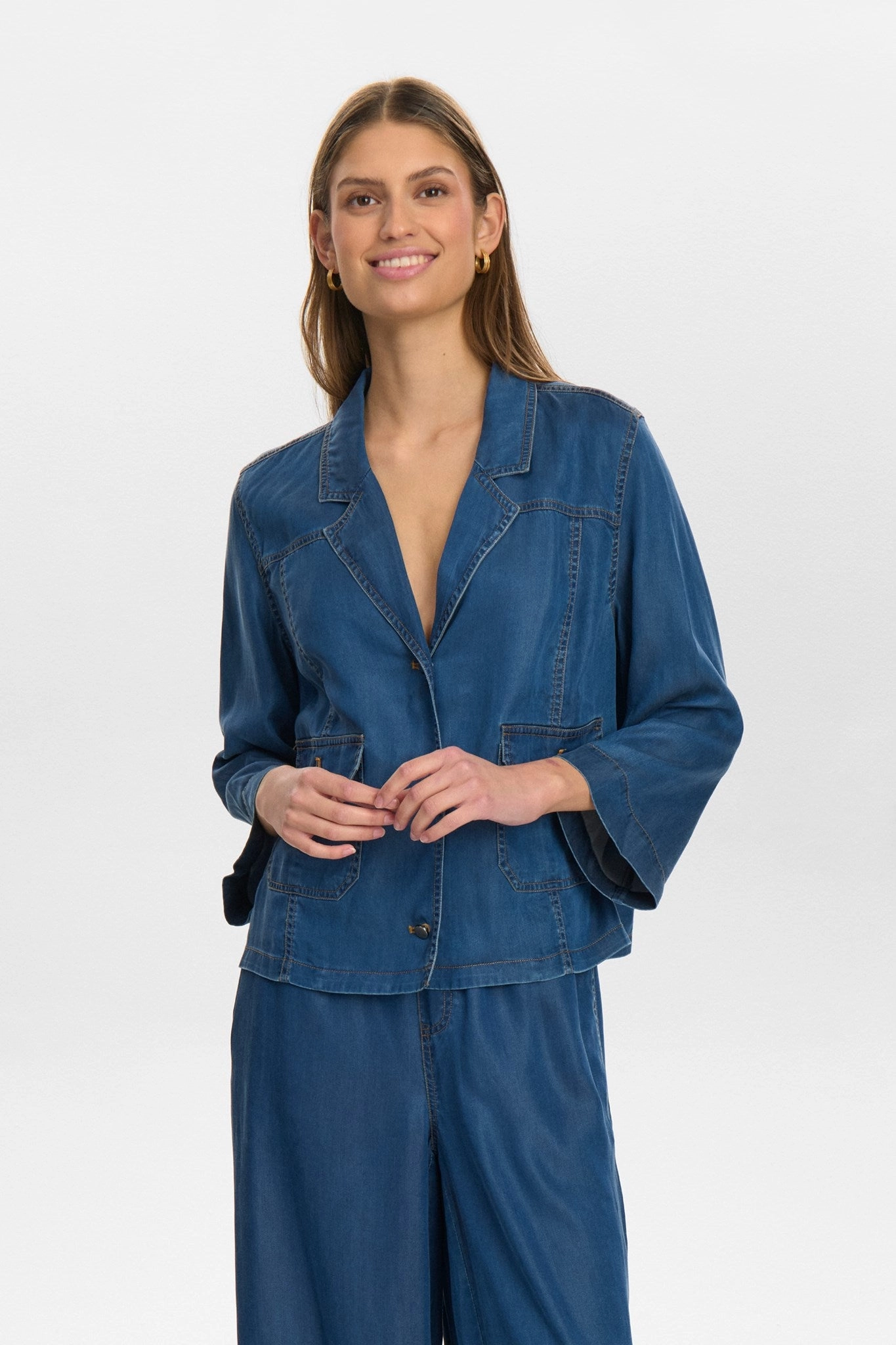 NUMIAMI SHIRT - Medium Blue Denim SnapFastenings