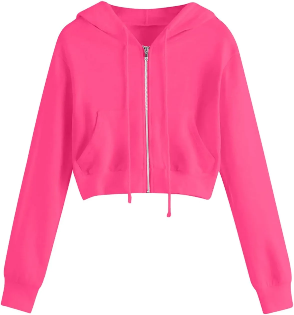 Hoodies for Women White Cropped Zip Up Hoodie Trendy Teen Girls Crop Top Jackets Casual Cute Cropped Hooded Jacket