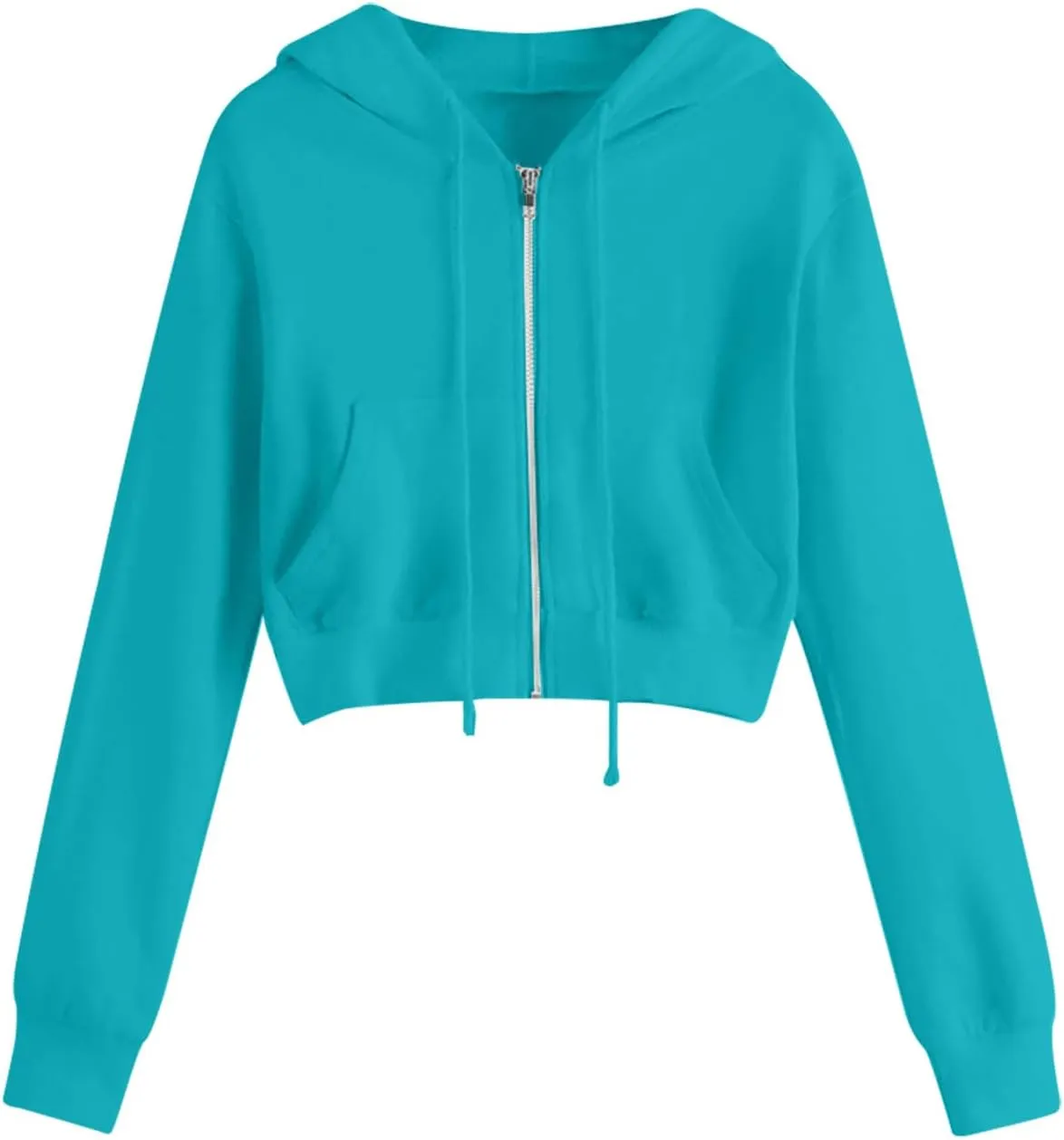 Hoodies for Women White Cropped Zip Up Hoodie Trendy Teen Girls Crop Top Jackets Casual Cute Cropped Hooded Jacket