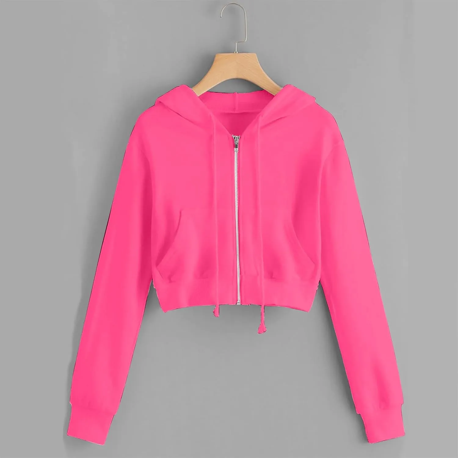 Hoodies for Women White Cropped Zip Up Hoodie Trendy Teen Girls Crop Top Jackets Casual Cute Cropped Hooded Jacket