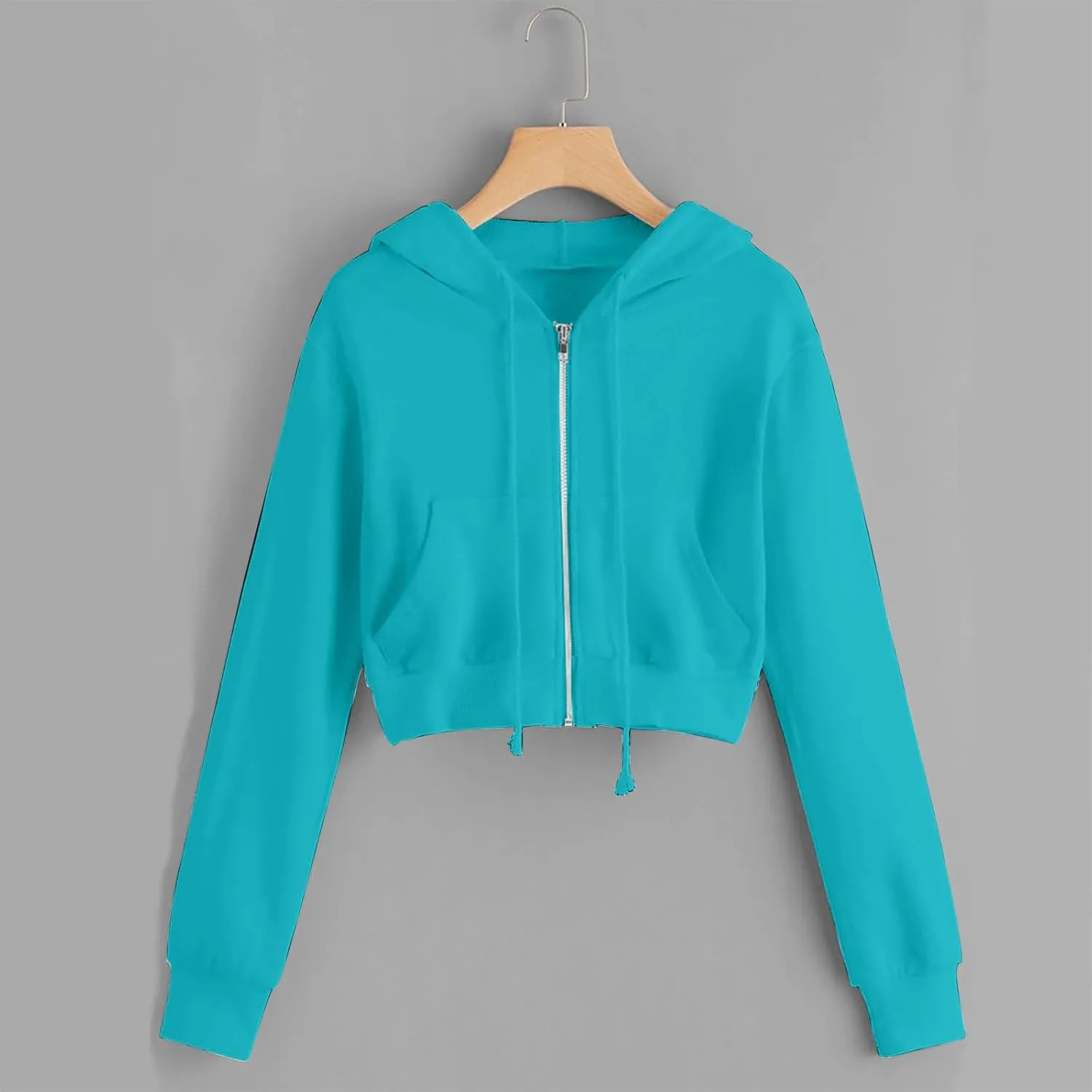 Hoodies for Women White Cropped Zip Up Hoodie Trendy Teen Girls Crop Top Jackets Casual Cute Cropped Hooded Jacket