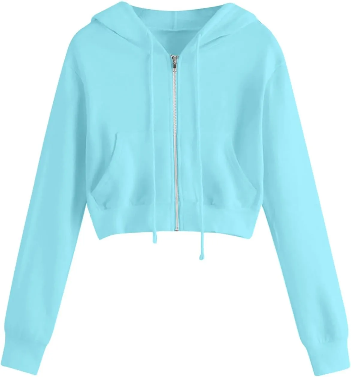 Hoodies for Women White Cropped Zip Up Hoodie Trendy Teen Girls Crop Top Jackets Casual Cute Cropped Hooded Jacket